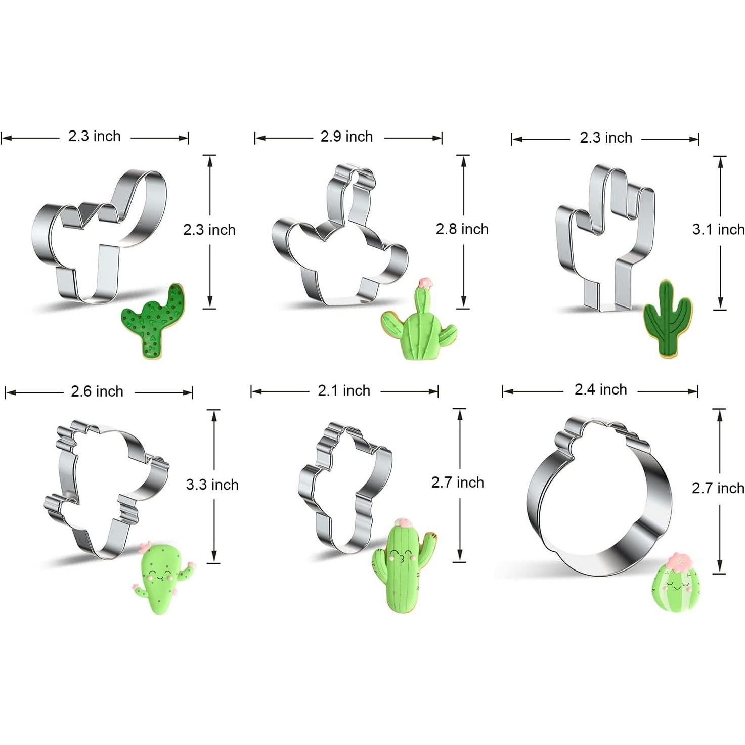 Juego de Cortadores de Galletas Cactus Xzhloym 6 Piezas Acero Inoxidable