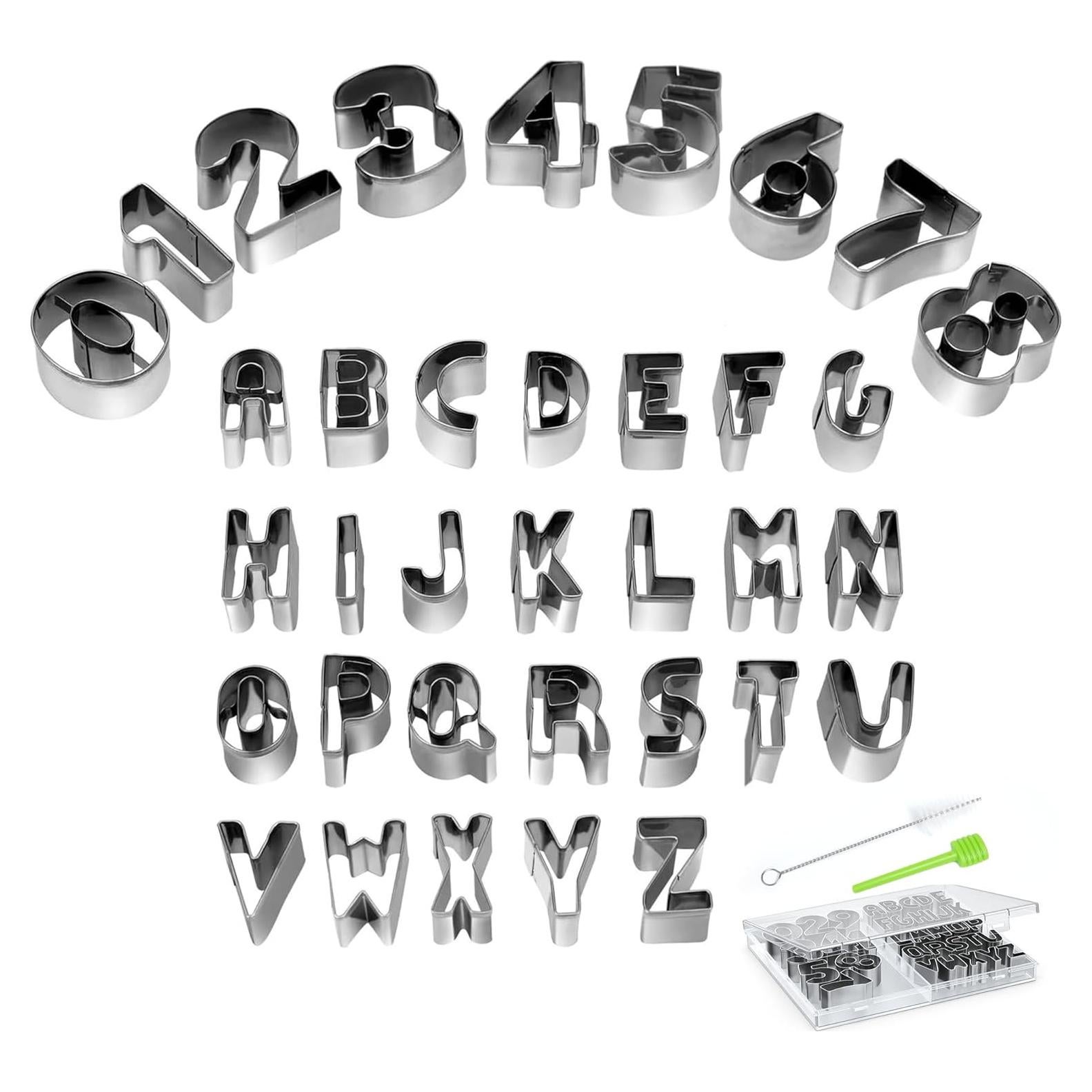 Conjunto de Cortadores de Galletas Letras y Números HUAFA 35 Piezas