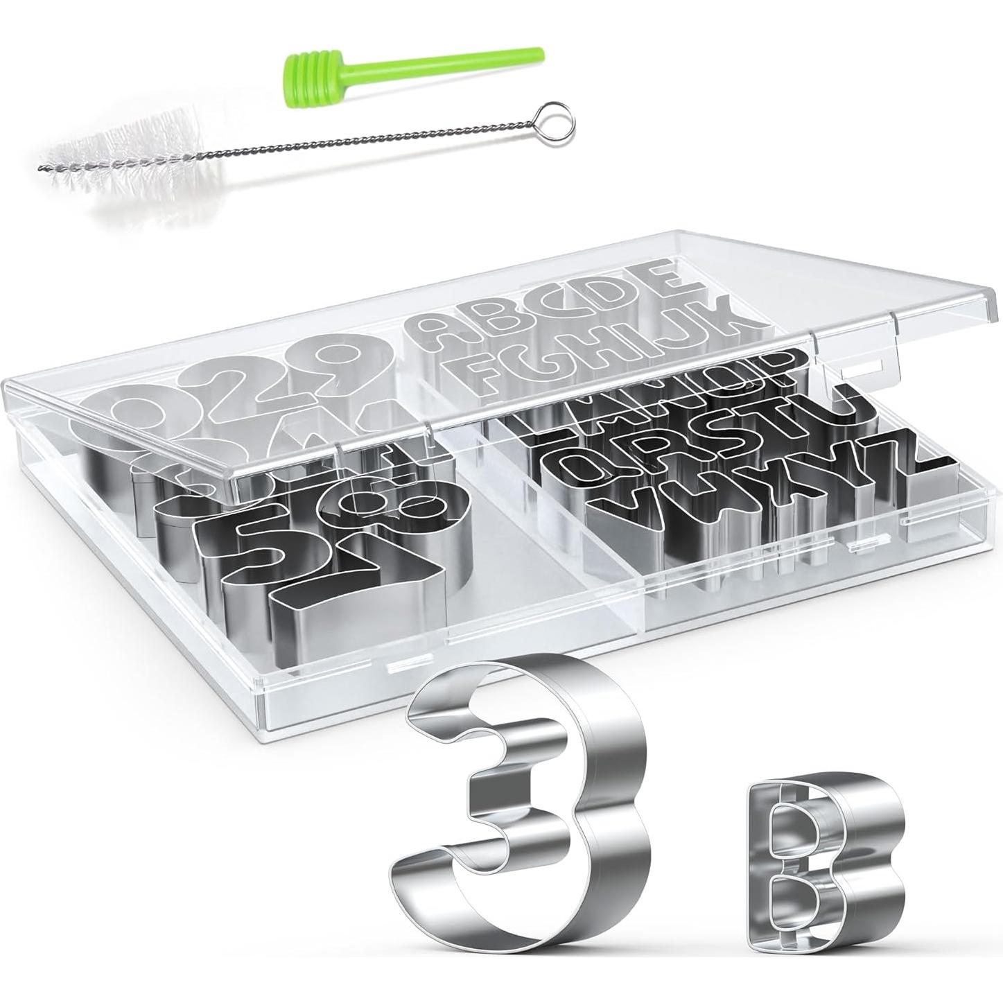 Conjunto de Cortadores de Galletas Letras y Números HUAFA 35 Piezas