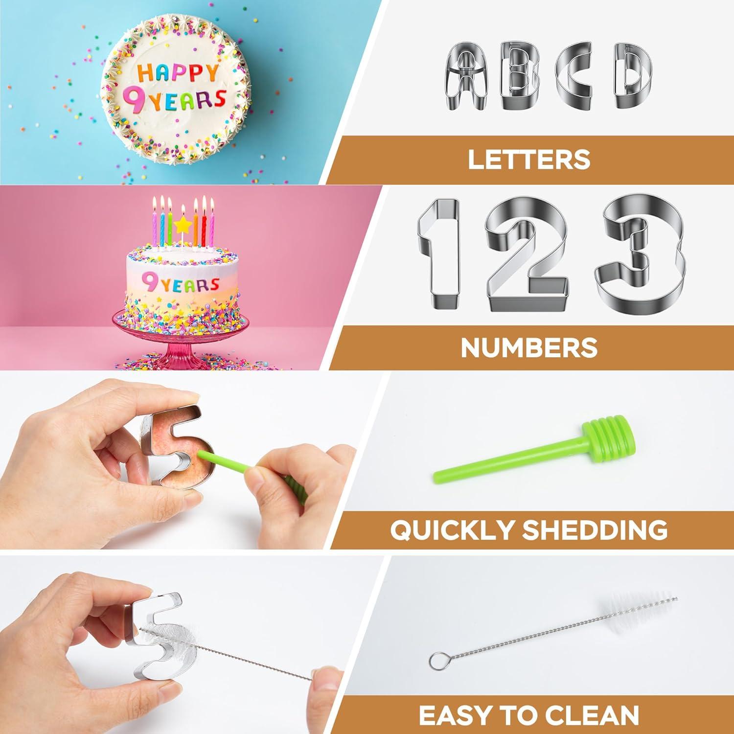 Conjunto de Cortadores de Galletas Letras y Números HUAFA 35 Piezas