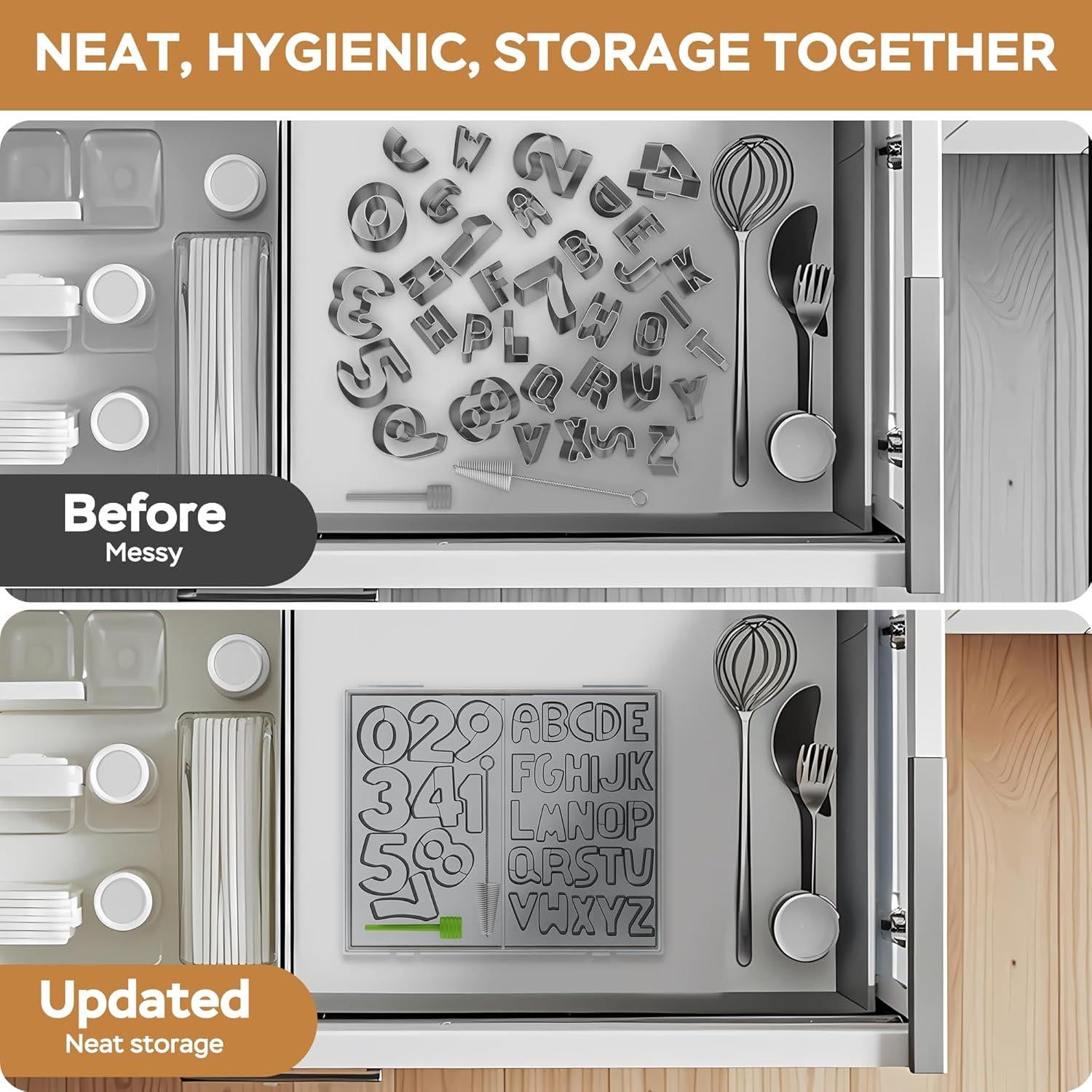 Conjunto de Cortadores de Galletas Letras y Números HUAFA 35 Piezas