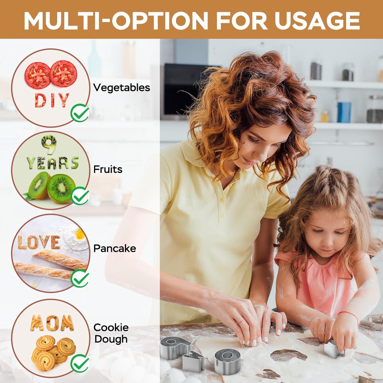 Conjunto de Cortadores de Galletas Letras y Números HUAFA 35 Piezas