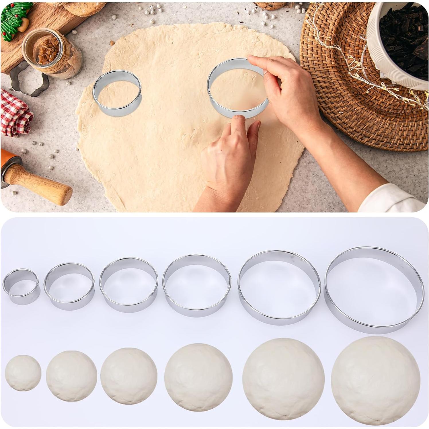 Juego de 6 Cortadores de Galletas Redondos TIESOME Acero Inoxidable