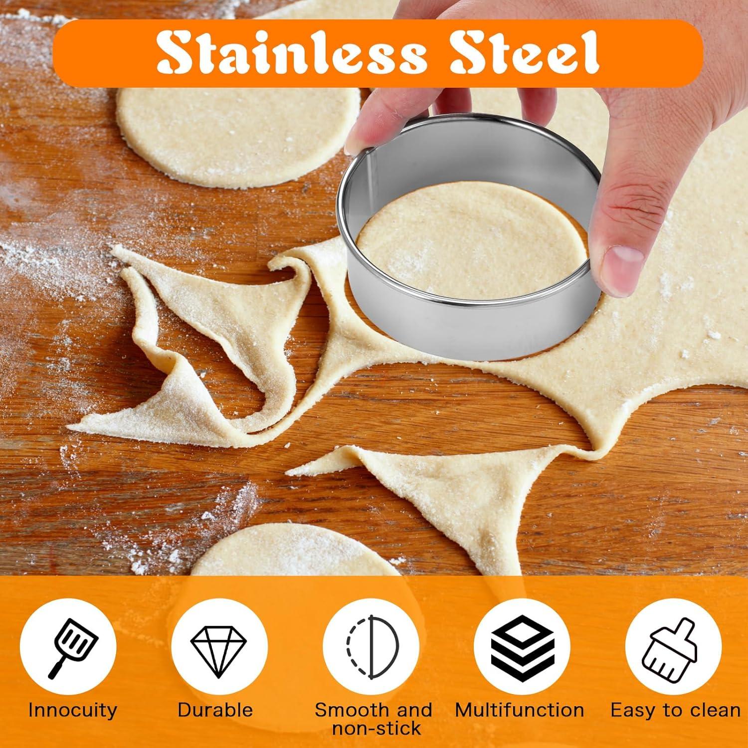 Juego de 6 Cortadores de Galletas Redondos TIESOME Acero Inoxidable