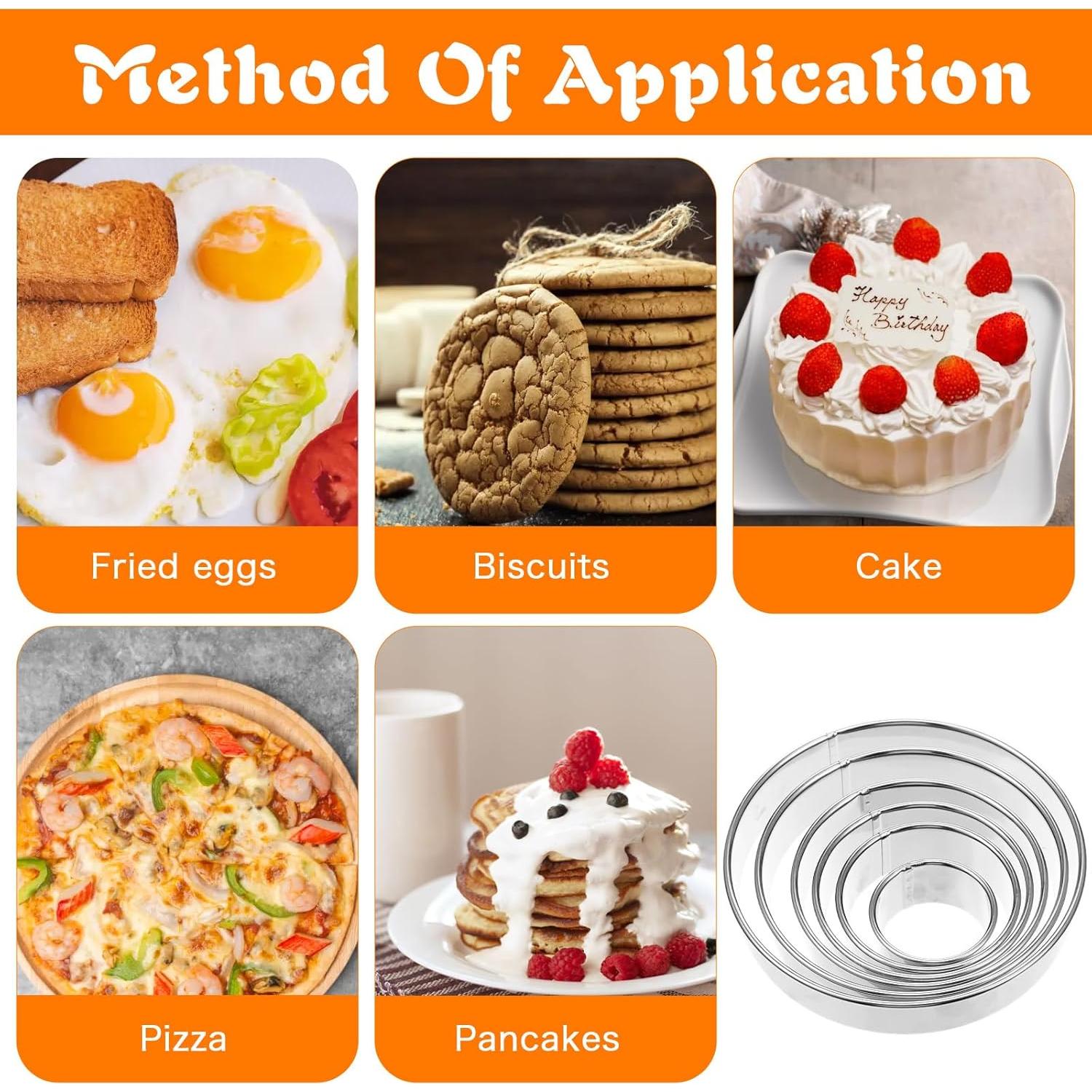 Juego de 6 Cortadores de Galletas Redondos TIESOME Acero Inoxidable
