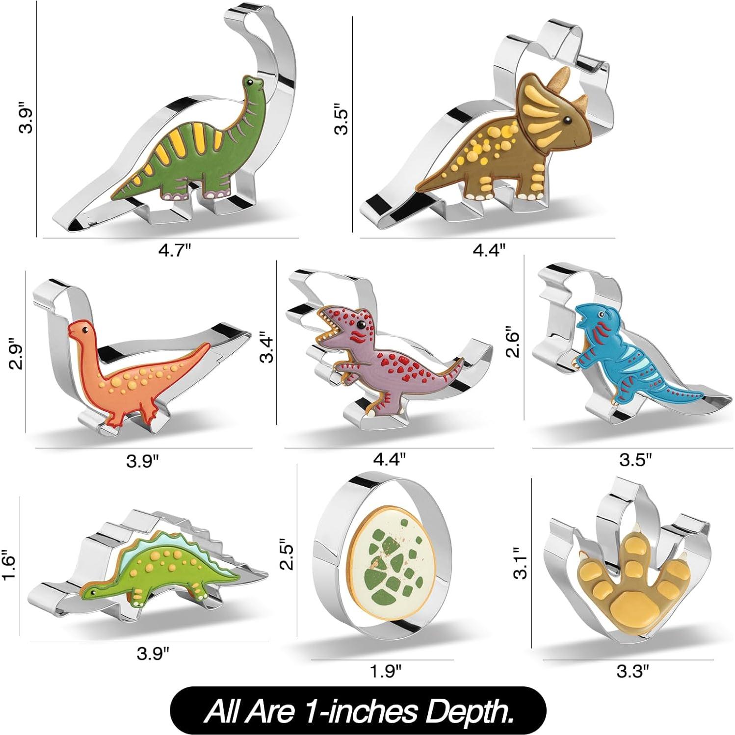 Juego de Cortadores de Galletas de Dinosaurio RUNHUAPPY - 8 Piezas