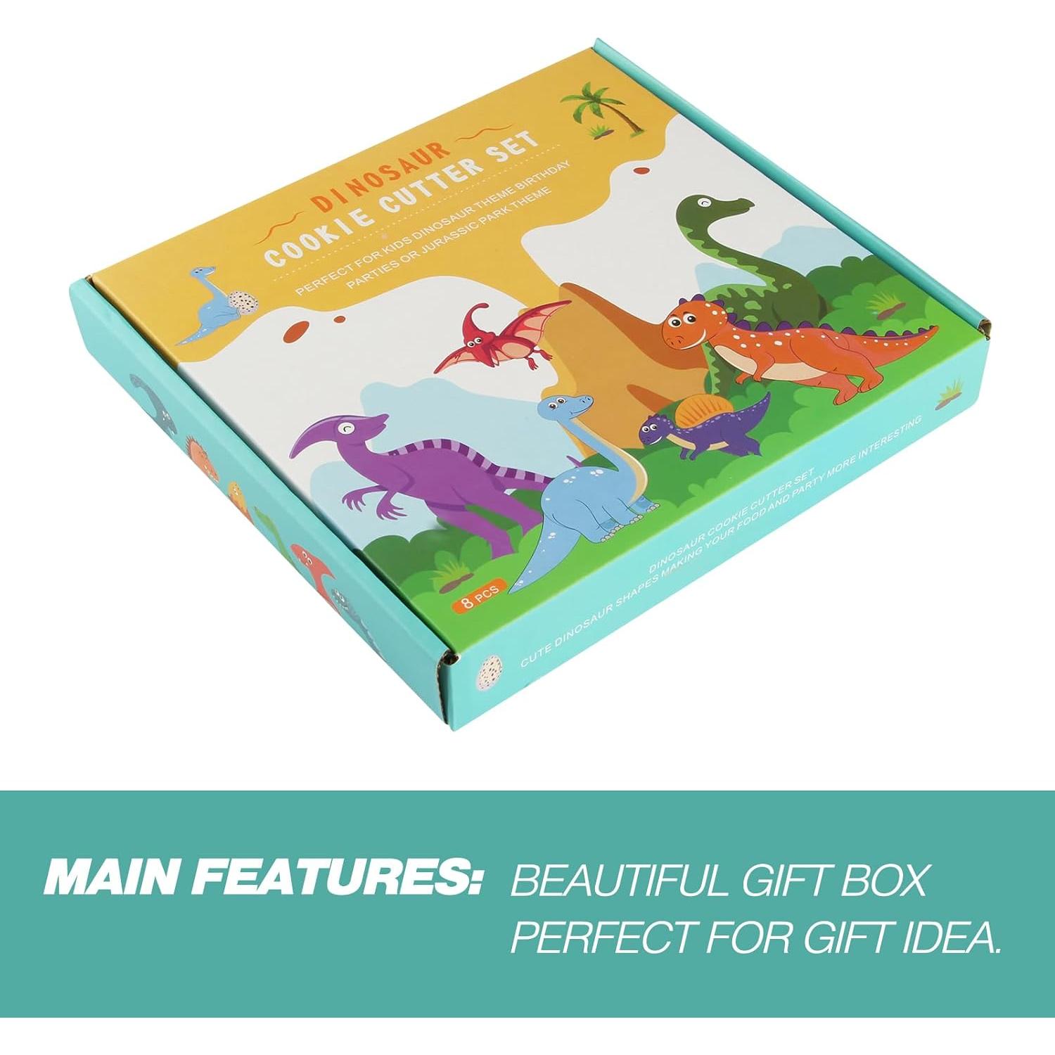 Juego de Cortadores de Galletas de Dinosaurio RUNHUAPPY - 8 Piezas