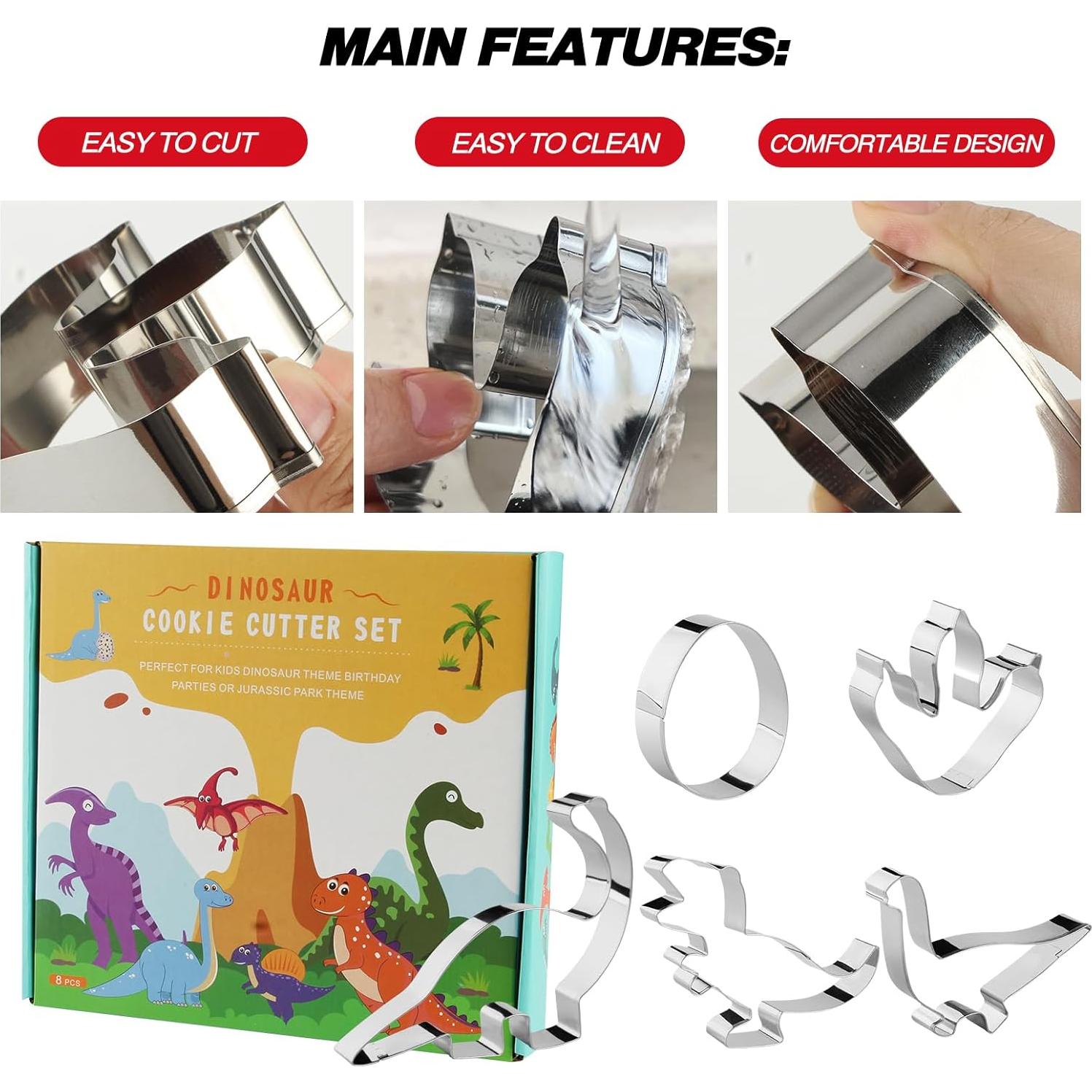 Juego de Cortadores de Galletas de Dinosaurio RUNHUAPPY - 8 Piezas