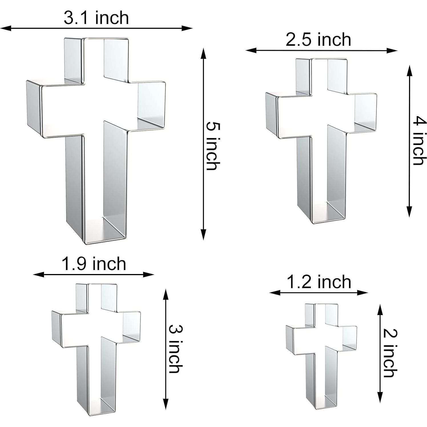 Juego de Cortadores de Galletas Cruz QAAQS - 4 Piezas Acero Inoxidable
