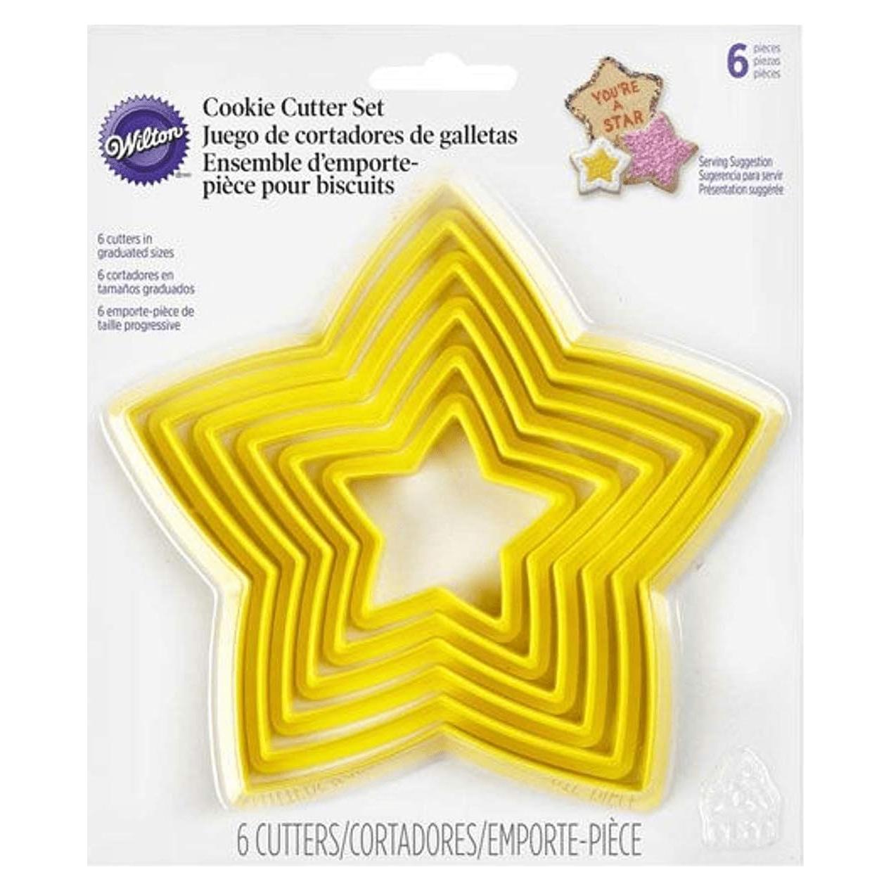 Conjunto de 6 Cortadores de Estrella Wilton - Plástico Seguro