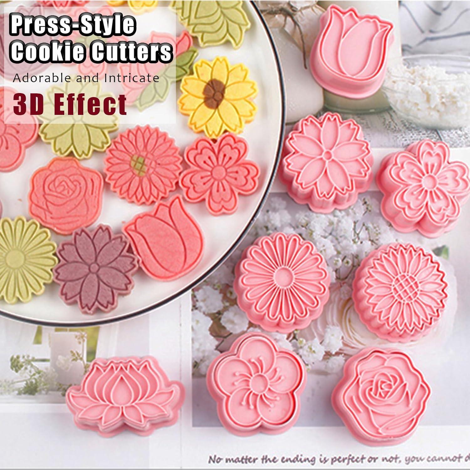 Juego de 8 Cortadores de Galletas Florales SUPJESWEK - PP 3D