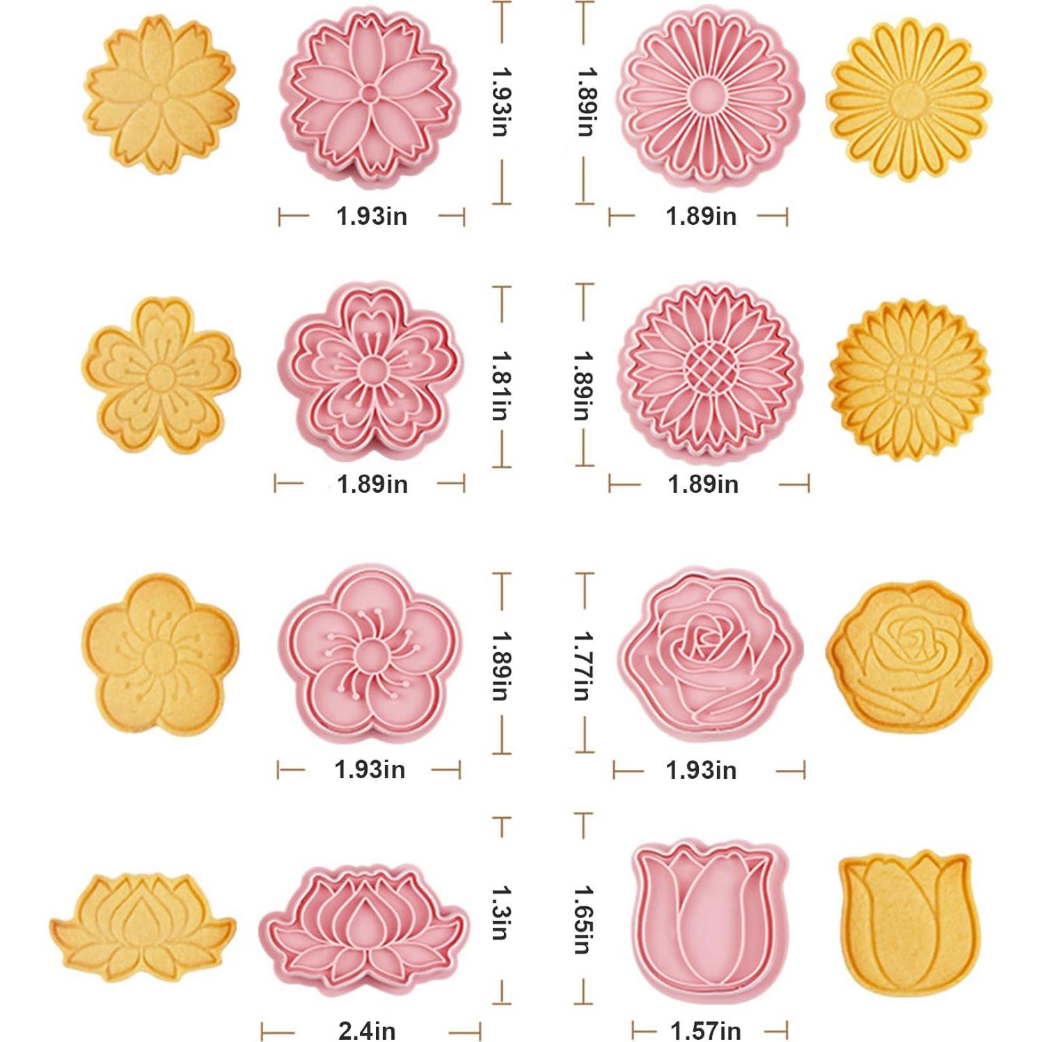 Juego de 8 Cortadores de Galletas Florales SUPJESWEK - PP 3D