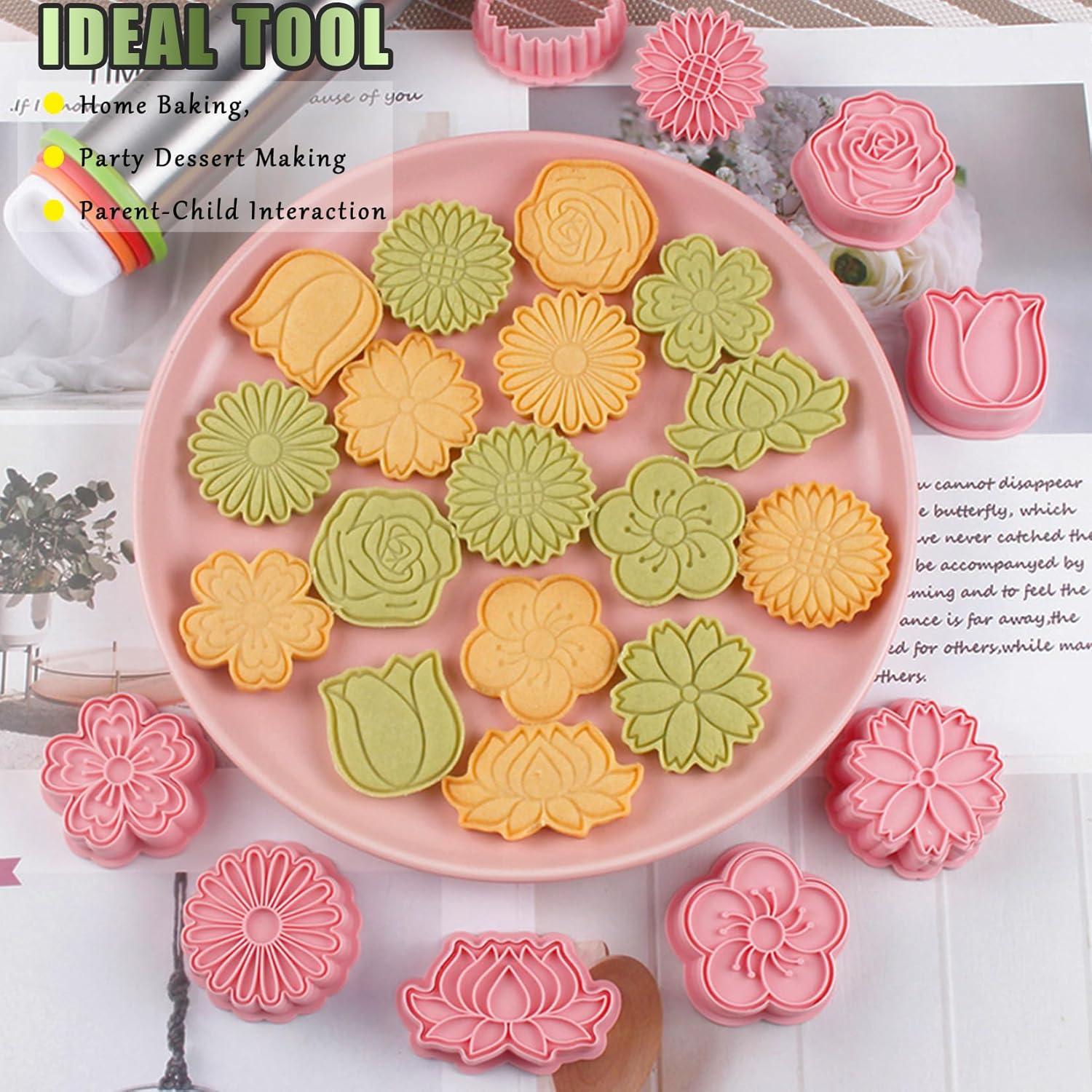 Juego de 8 Cortadores de Galletas Florales SUPJESWEK - PP 3D