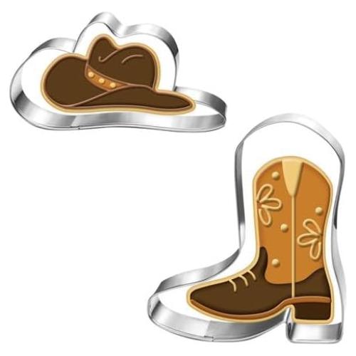 Juego de Cortadores de Galletas Cowboy Cowgirl LUBTOSMN - 2 Piezas - Acero Inoxidable