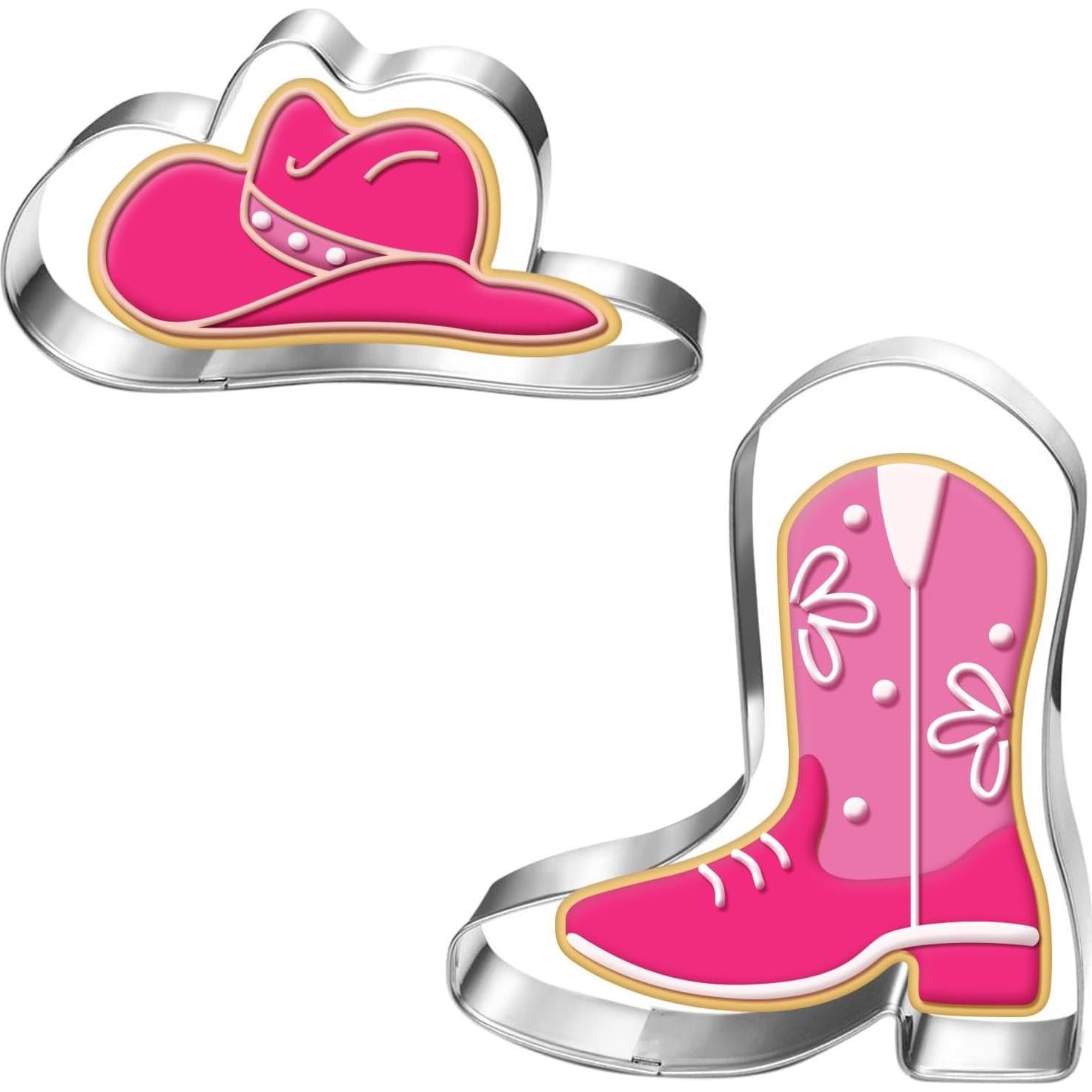 Juego de Cortadores de Galletas Cowboy Cowgirl LUBTOSMN - 2 Piezas - Acero Inoxidable