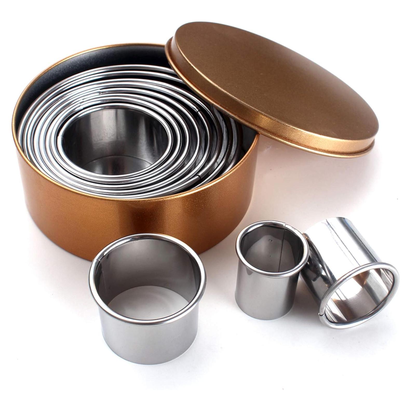 Juego de Cortadores de Galletas Redondos HAZOULEN 11 Piezas Acero Inoxidable