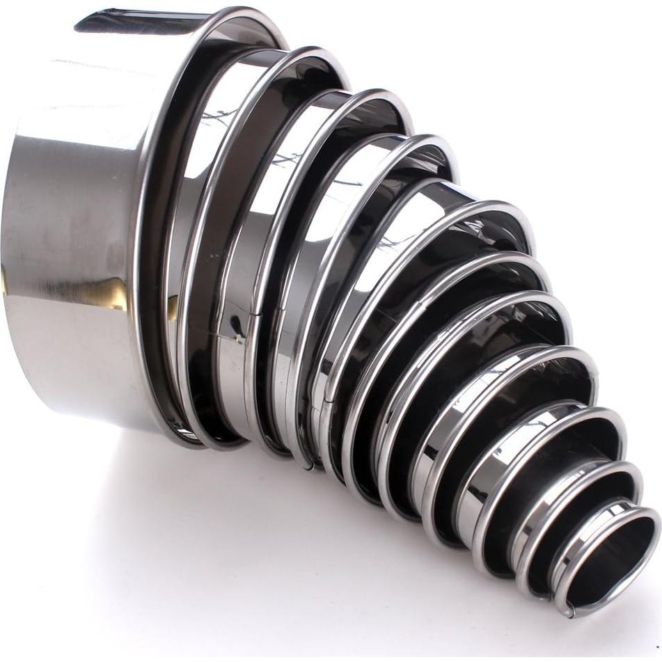 Juego de Cortadores de Galletas Redondos HAZOULEN 11 Piezas Acero Inoxidable