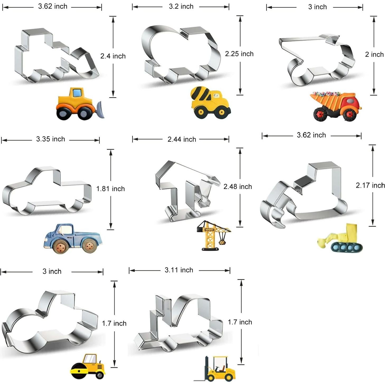 Juego de Cortadores de Galletas Vehículos de Construcción Xzhloym - 8 Piezas