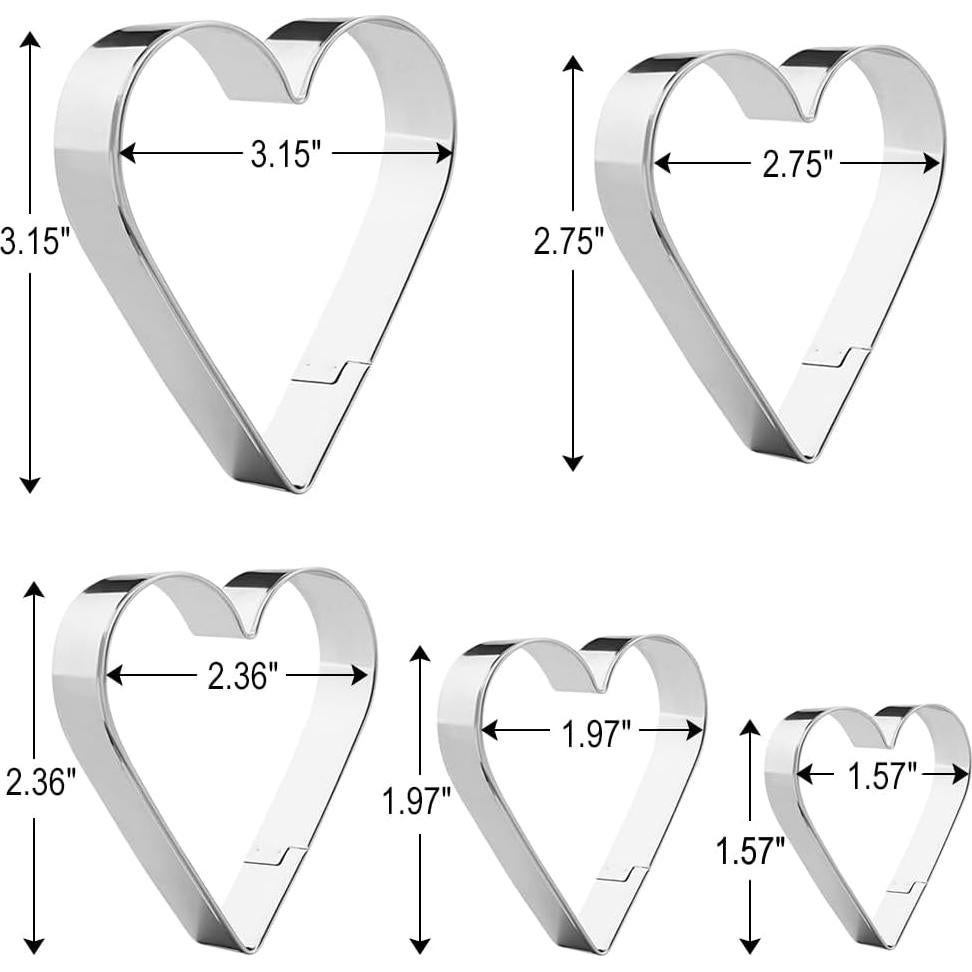 Cortadores de Galletas Corazón YomiFamily 5 Piezas Acero Inoxidable