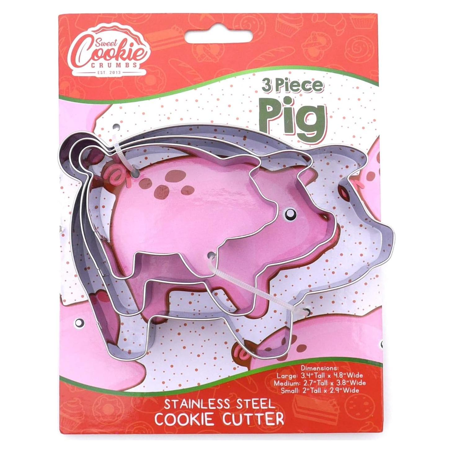 Juego de Cortadores de Galletas Cerdo Sweet Cookie Crumbs - Acero Inoxidable - 3 Piezas