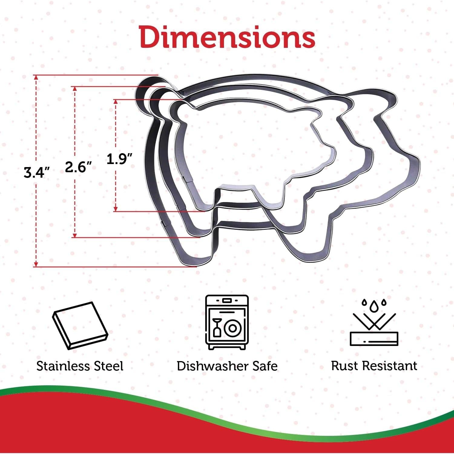 Juego de Cortadores de Galletas Cerdo Sweet Cookie Crumbs - Acero Inoxidable - 3 Piezas
