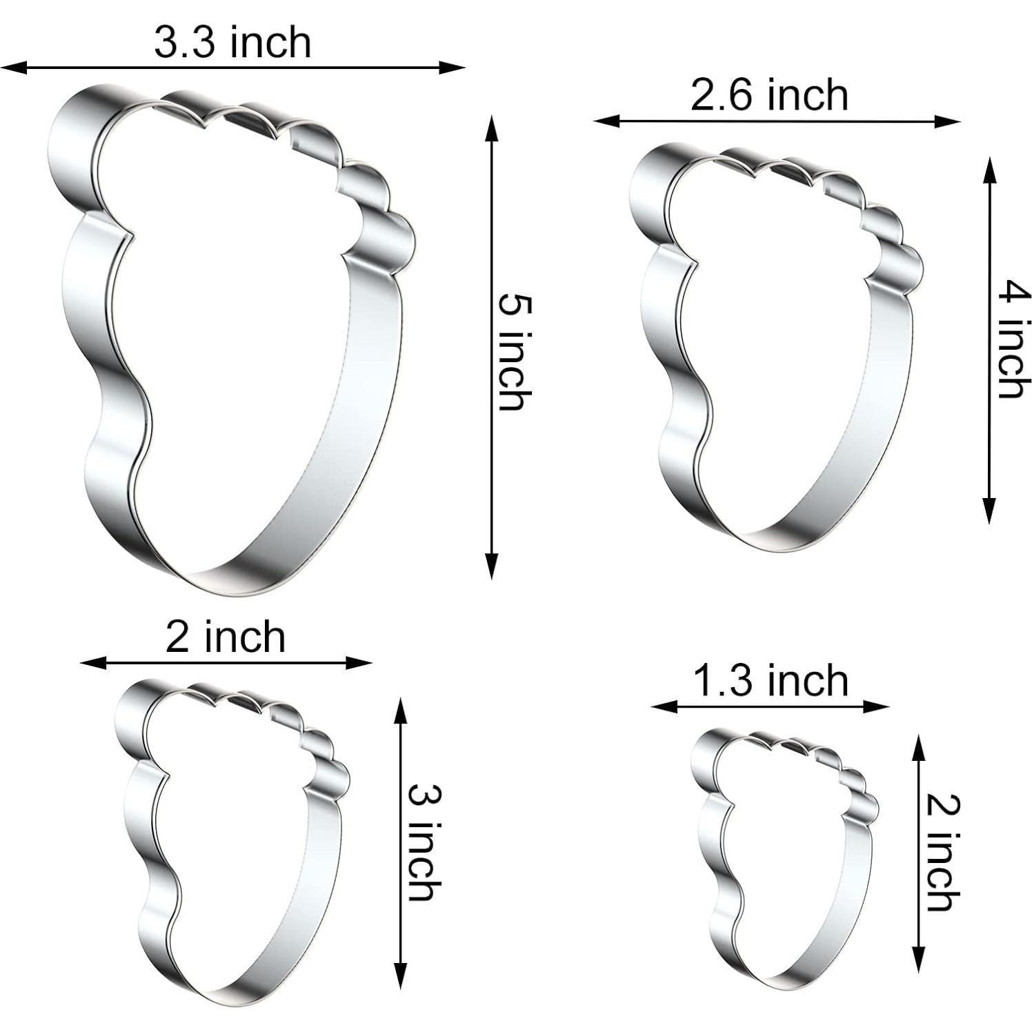 Set de Cortadores de Galletas Huella QAAQS - 4 Piezas Acero Inoxidable