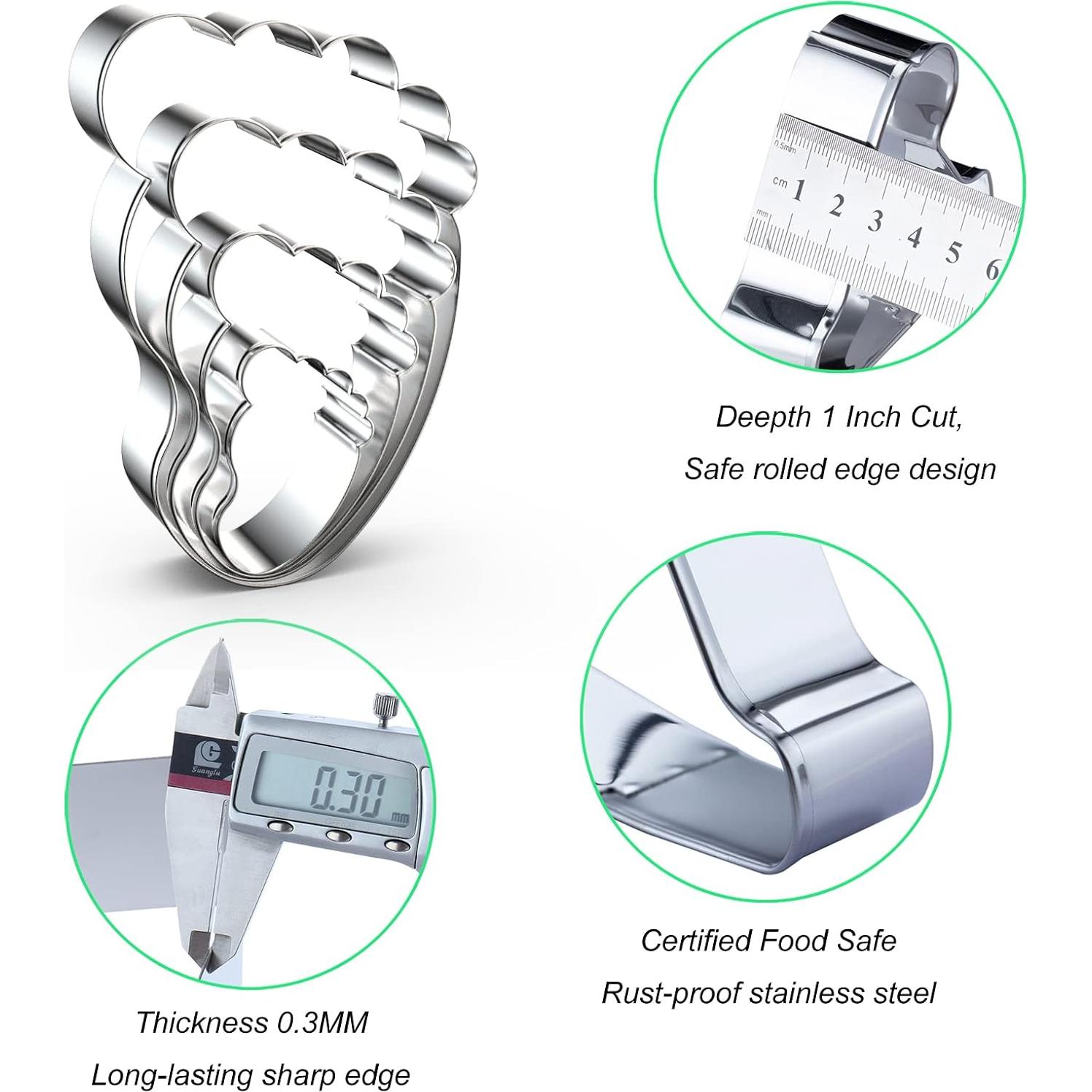 Set de Cortadores de Galletas Huella QAAQS - 4 Piezas Acero Inoxidable