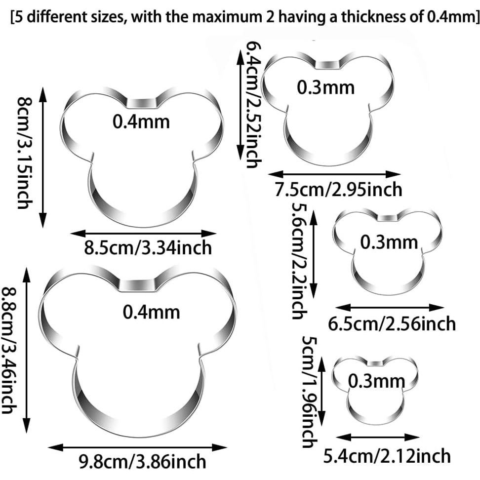 Cortadores de Galletas Ratón MrCookie Acero Inoxidable 5 Piezas