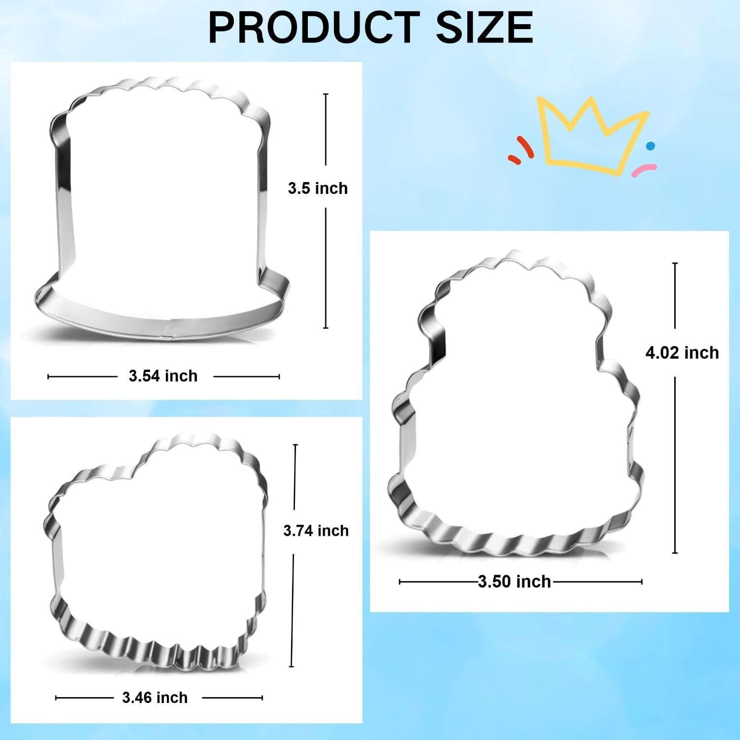 Juego de Cortadores de Galletas Vintage Auktosmn - 3 Piezas - Acero Inoxidable