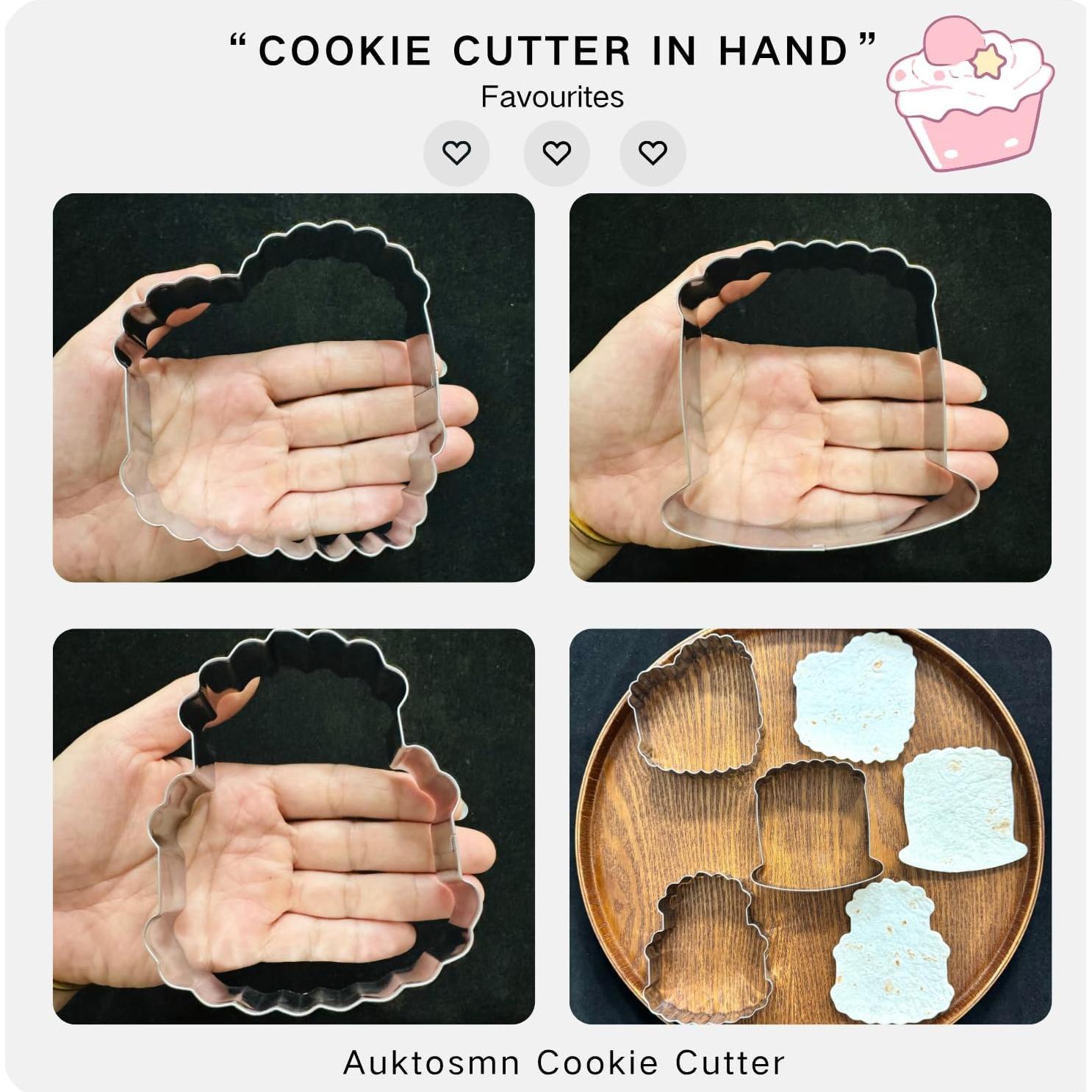 Juego de Cortadores de Galletas Vintage Auktosmn - 3 Piezas - Acero Inoxidable