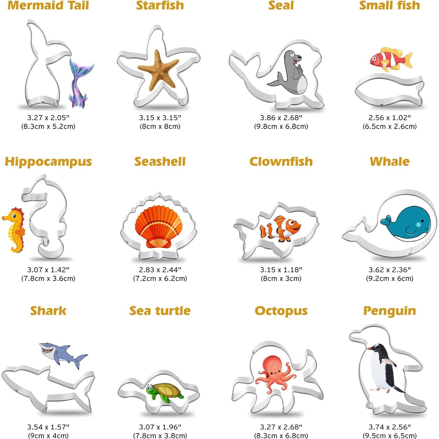 Juego de Cortadores de Galletas Marinos FACATH - 12 Piezas Acero Inoxidable