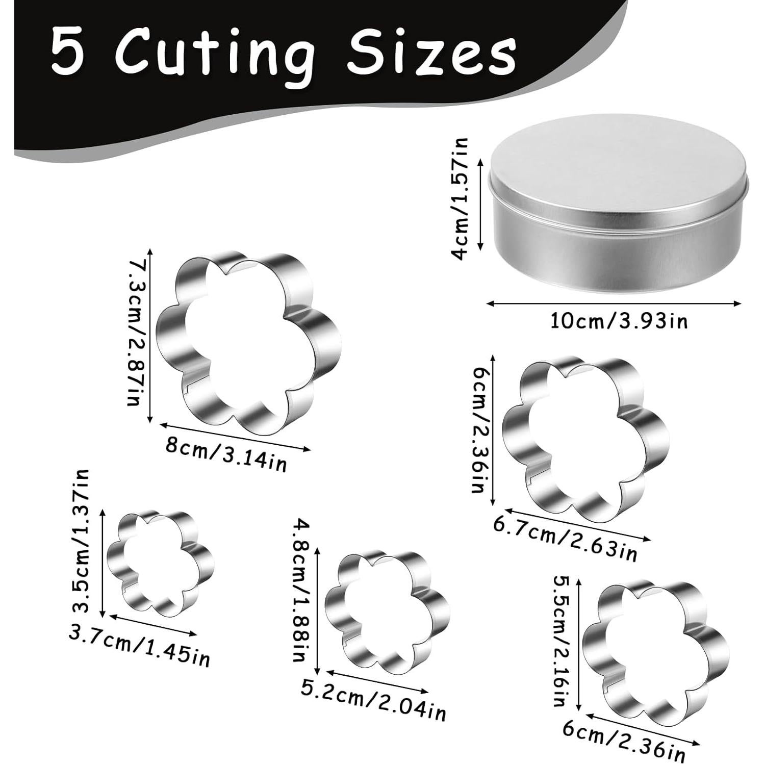 Juego de 5 Cortadores de Galletas Flor Acero Inoxidable QfwdfcTrenz