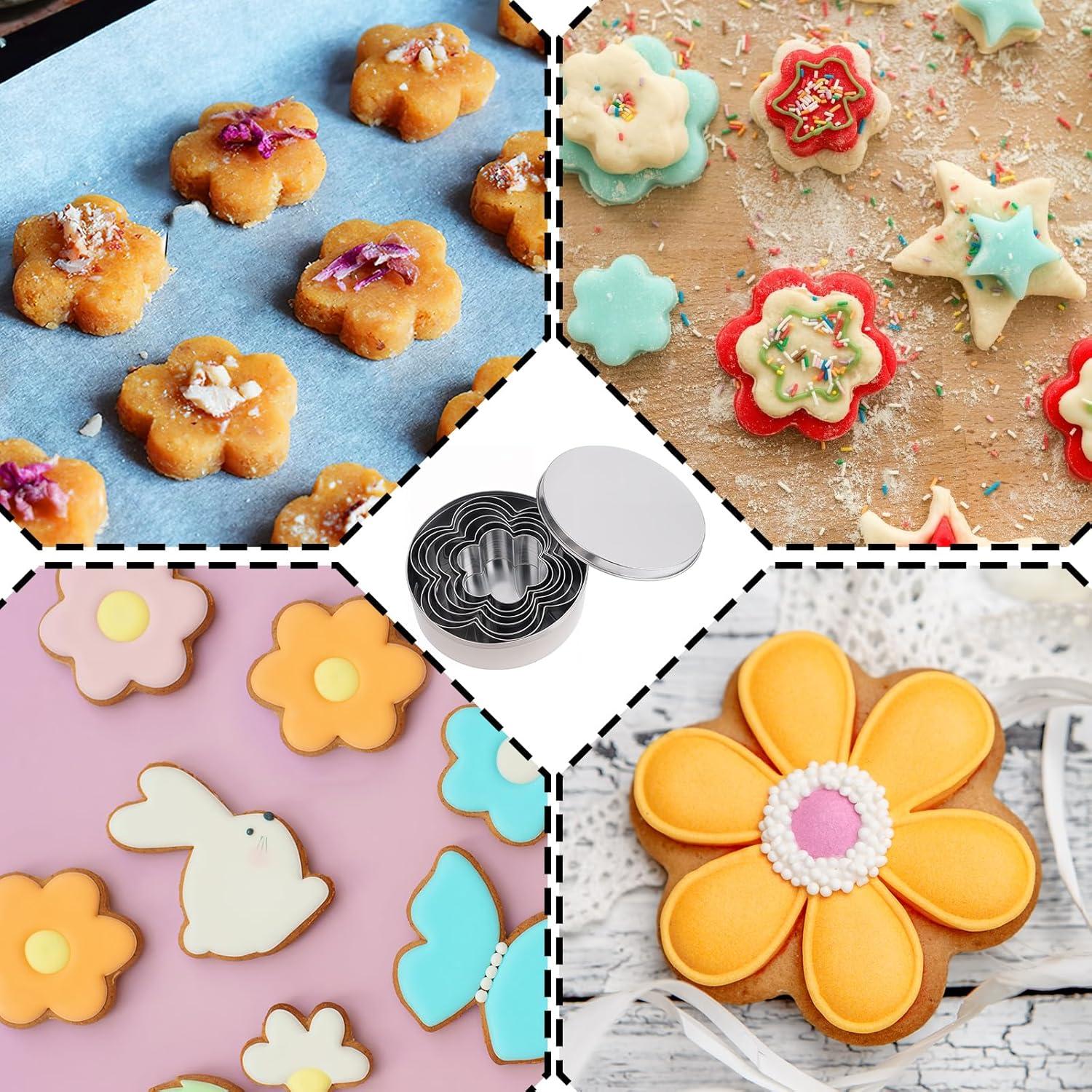 Juego de 5 Cortadores de Galletas Flor Acero Inoxidable QfwdfcTrenz