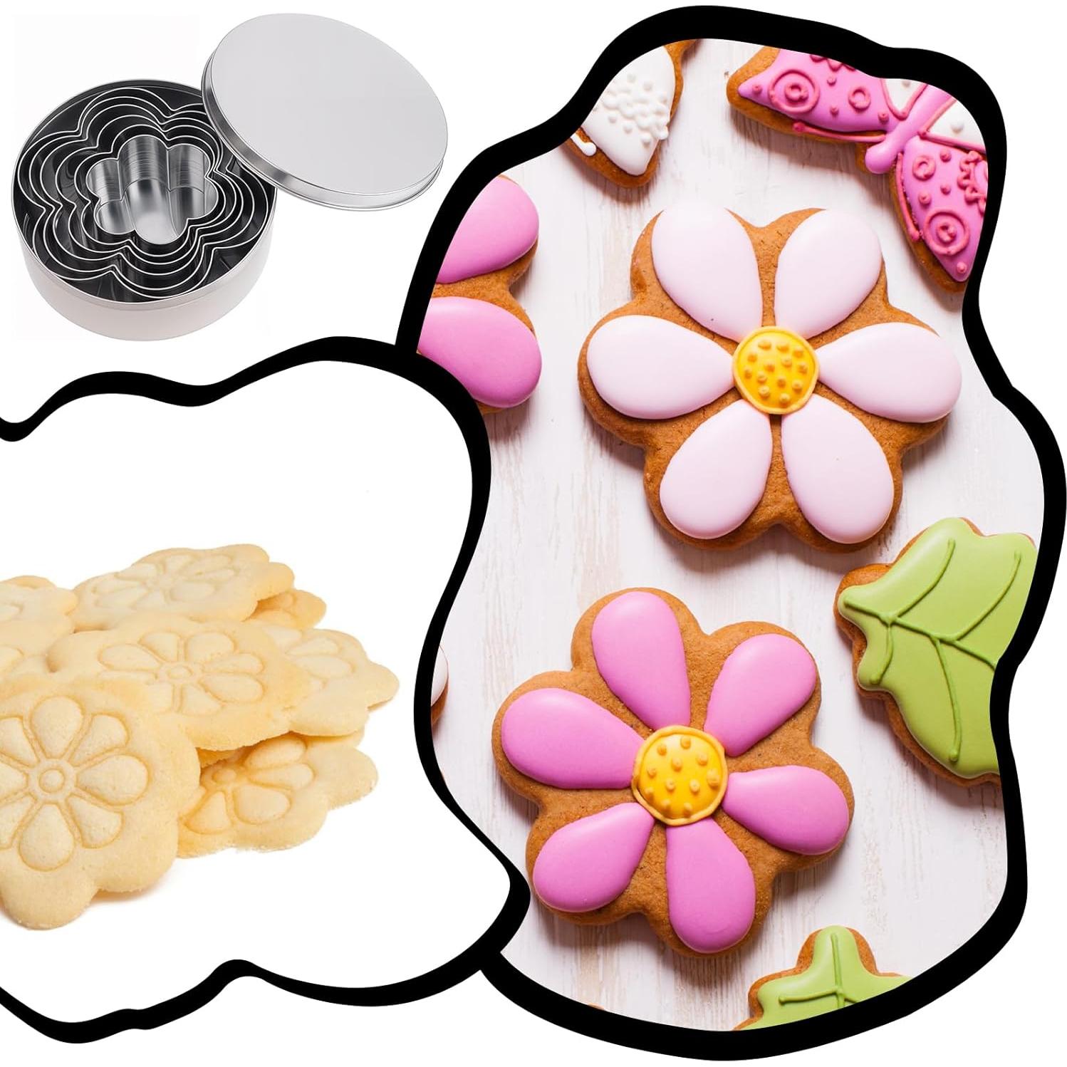 Juego de 5 Cortadores de Galletas Flor Acero Inoxidable QfwdfcTrenz