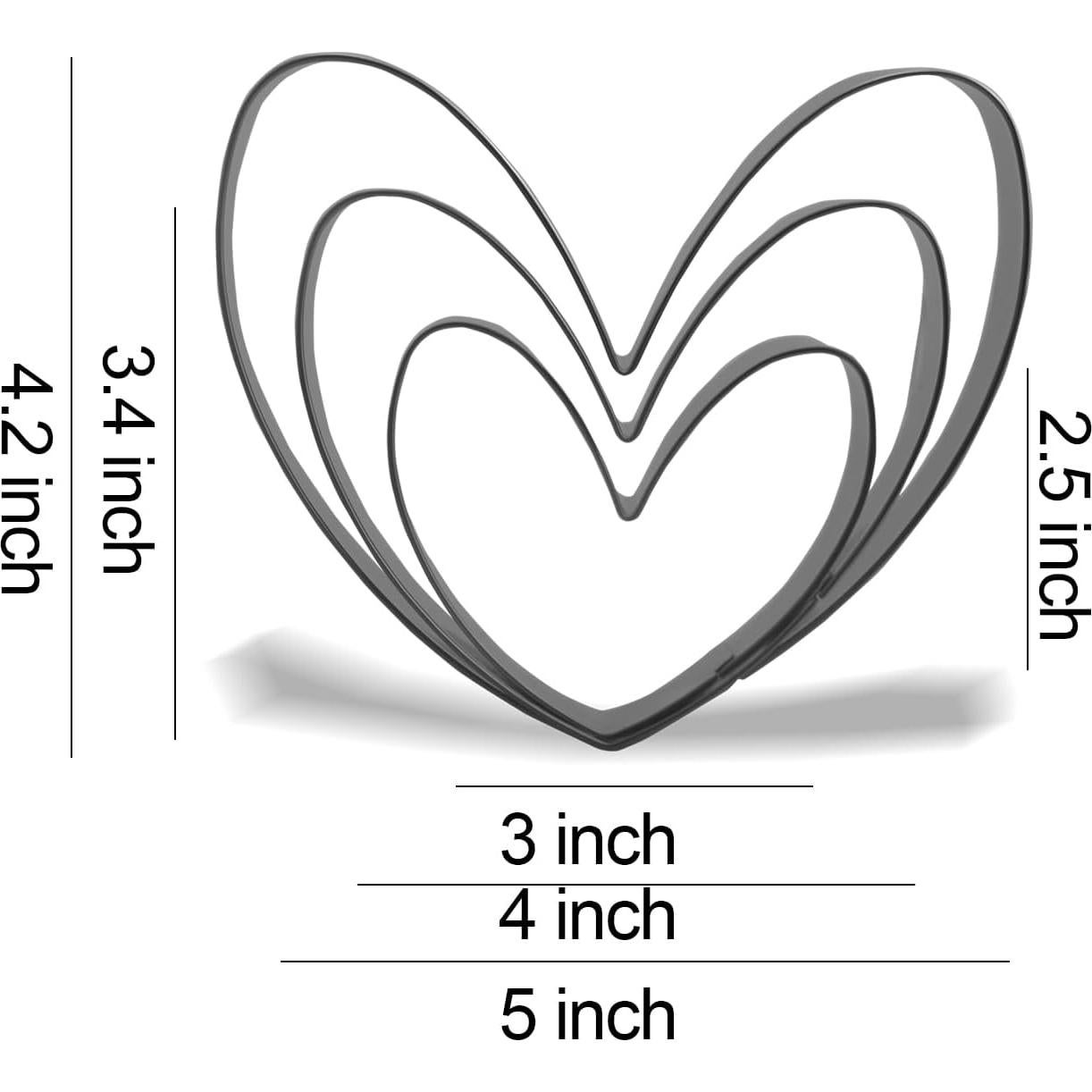 Conjunto de Cortadores de Galletas Corazón Keewah - 3 Piezas Acero Inoxidable