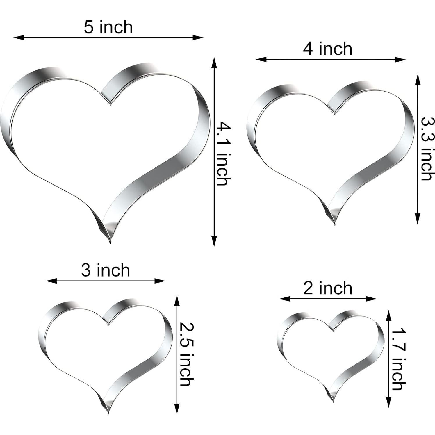 Juego de Cortadores de Galletas Corazón QAAQS - 4 Piezas