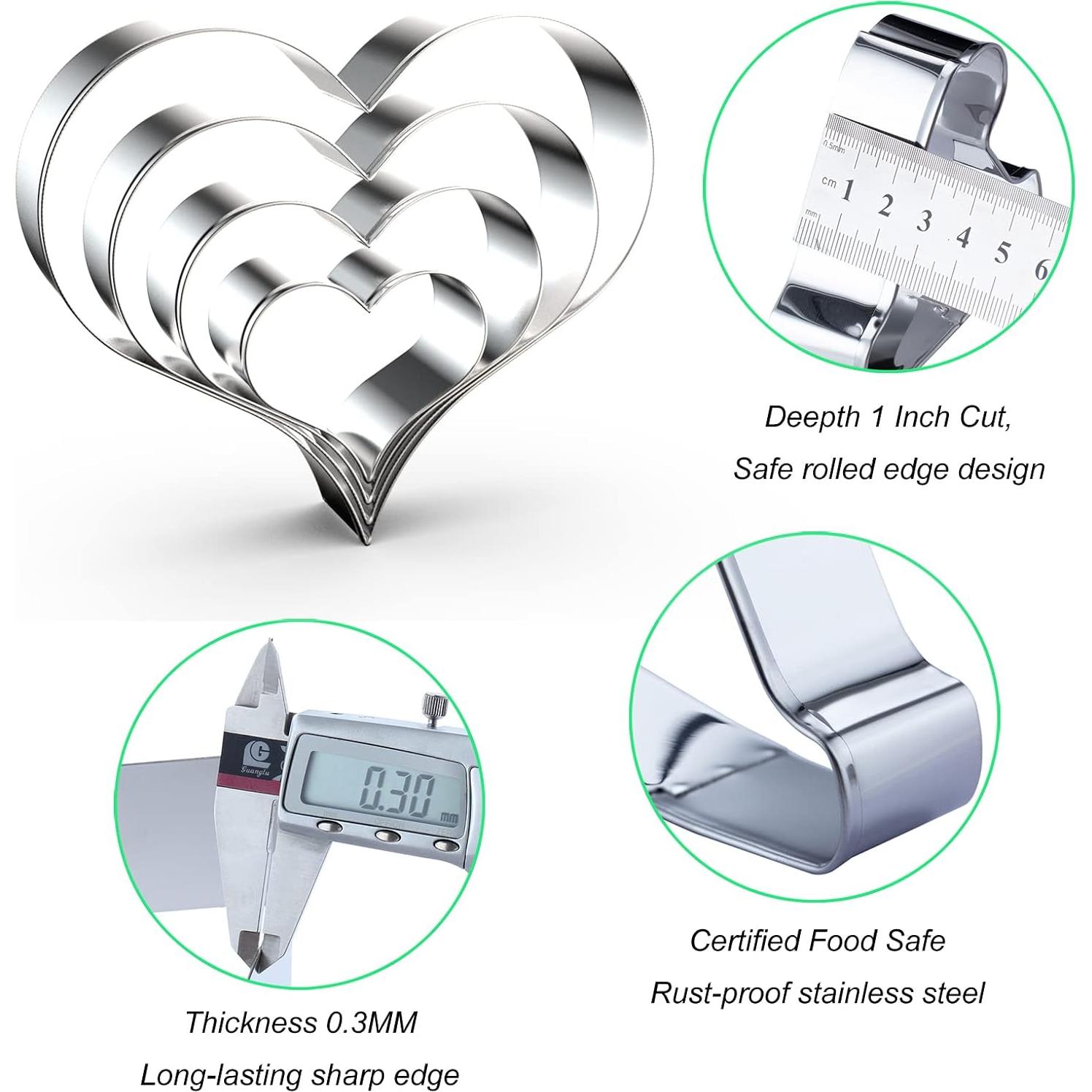 Juego de Cortadores de Galletas Corazón QAAQS - 4 Piezas