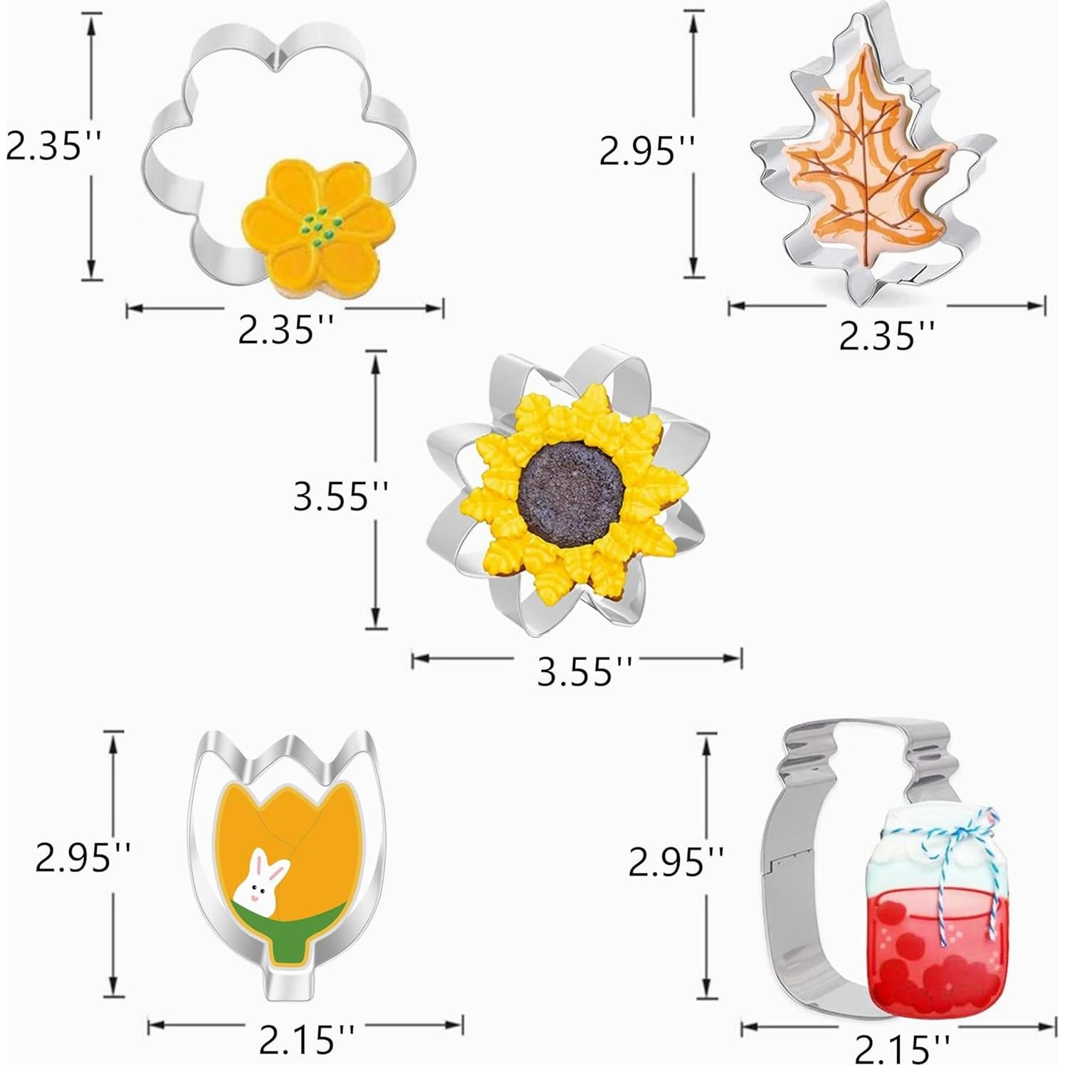 Cortadores de Galletas de Acero Inoxidable TOPYUCHU - 5 Piezas Flores