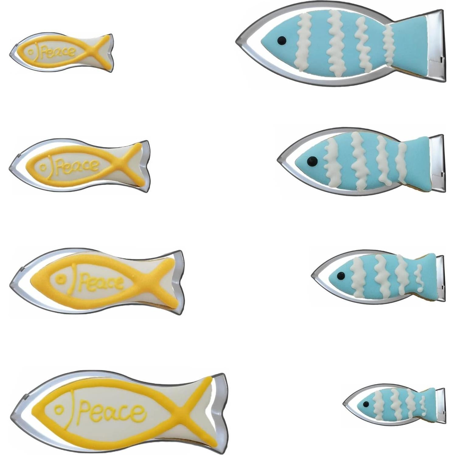 Juego de Cortadores de Galletas Pez Qhonhon 8 Piezas Acero Inoxidable