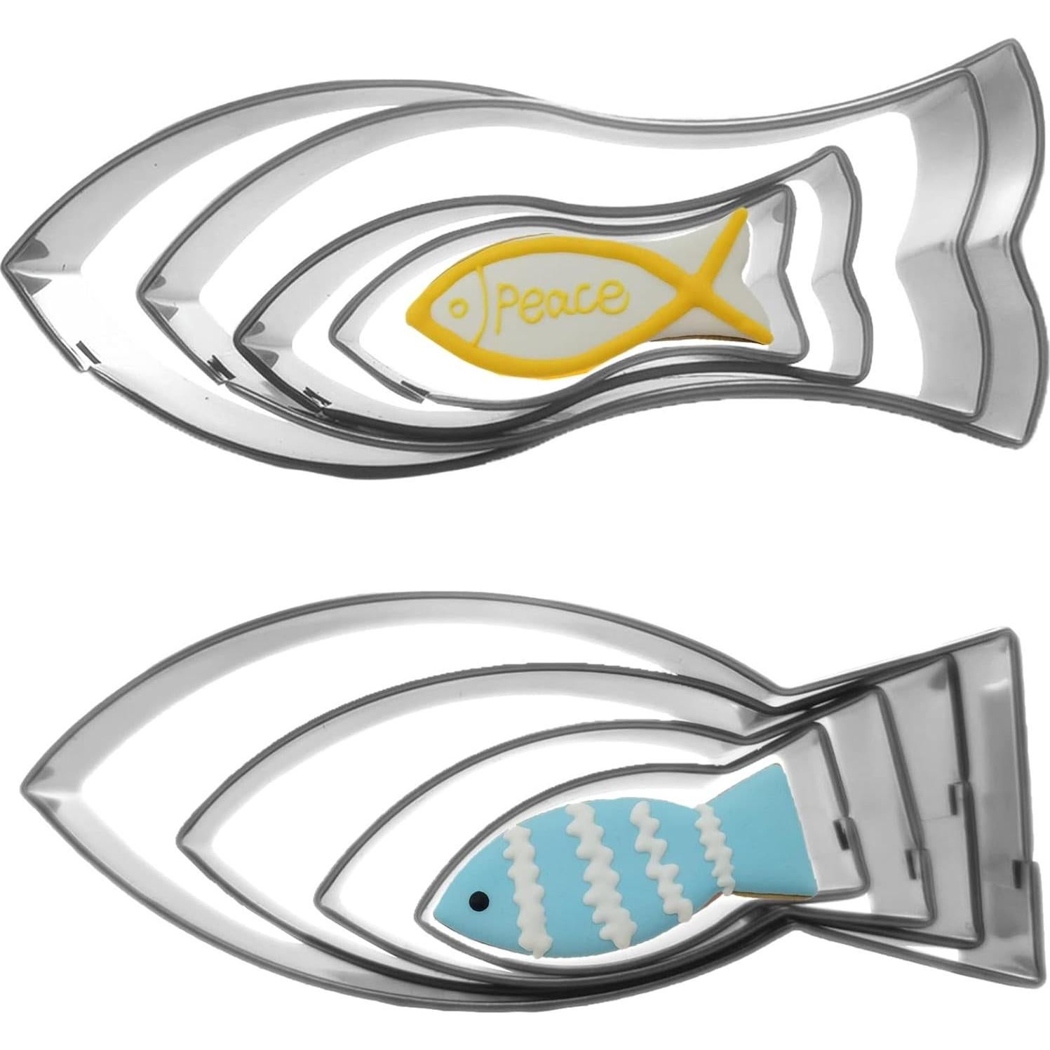 Juego de Cortadores de Galletas Pez Qhonhon 8 Piezas Acero Inoxidable