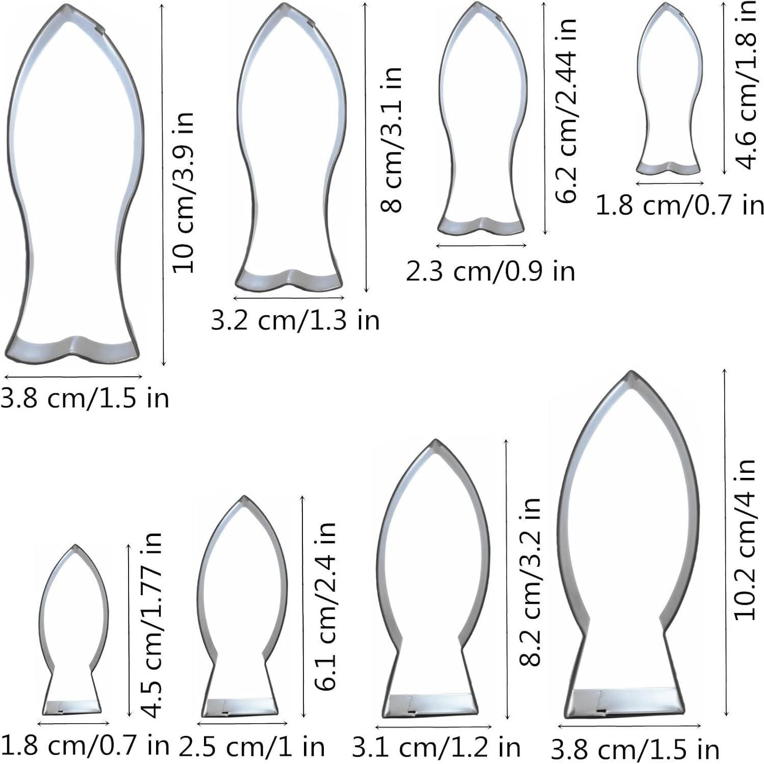 Juego de Cortadores de Galletas Pez Qhonhon 8 Piezas Acero Inoxidable