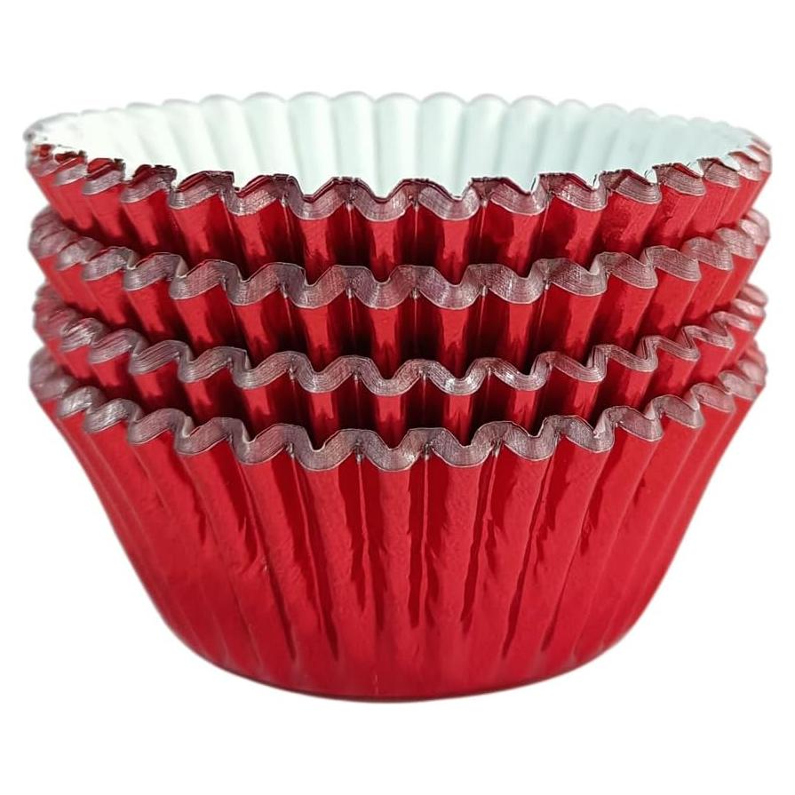 Forros de Cupcake Rojos Brillantes MEETINGU - 100 Unidades