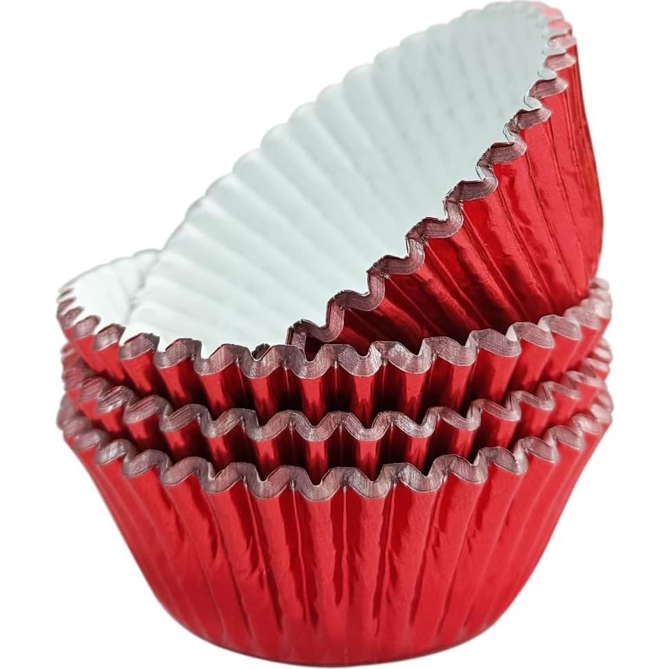 Forros de Cupcake Rojos Brillantes MEETINGU - 100 Unidades