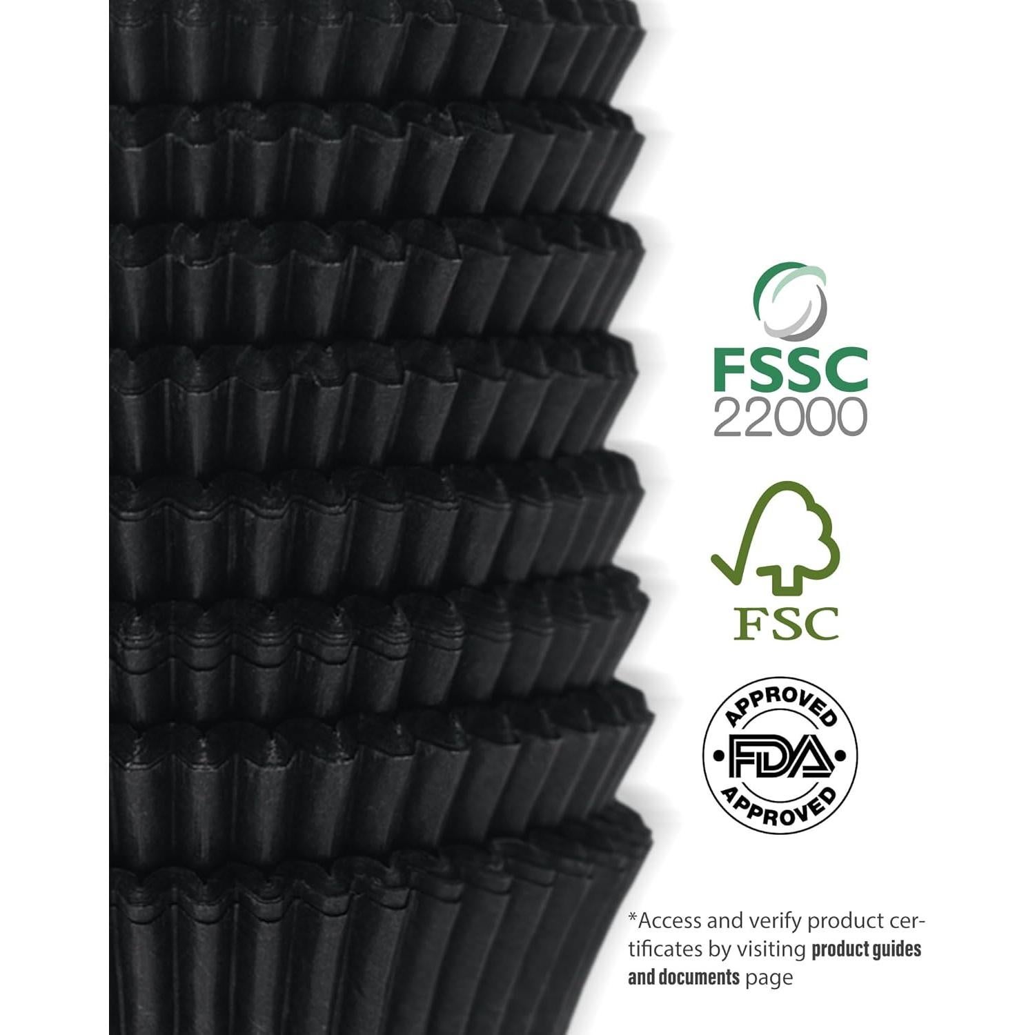 200 Forros de Cupcake Negros Bake Choice - Papel Pergamino Antiadherente