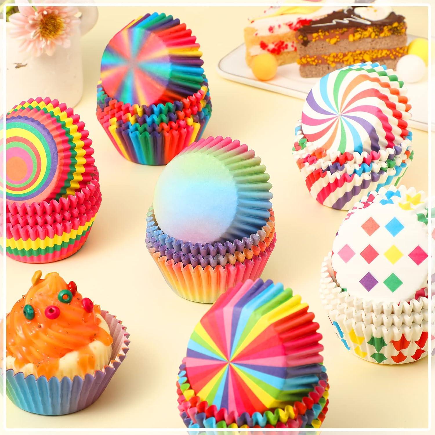 Forros de Cupcake Arcoíris CHENGU 600 Piezas Papel Desechable