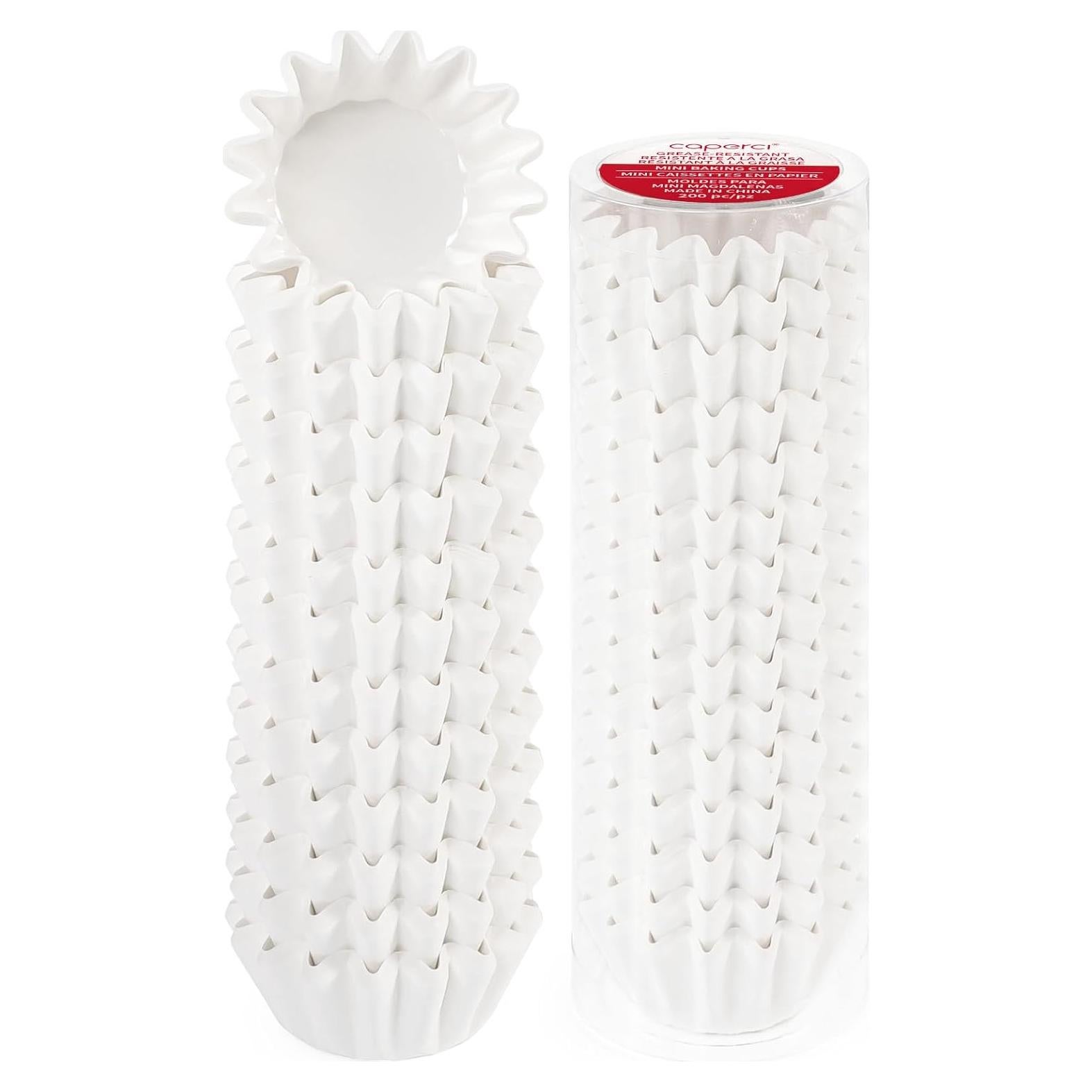 Forros de Mini Cupcake Caperci Blancos 200 Cuentas Resistentes