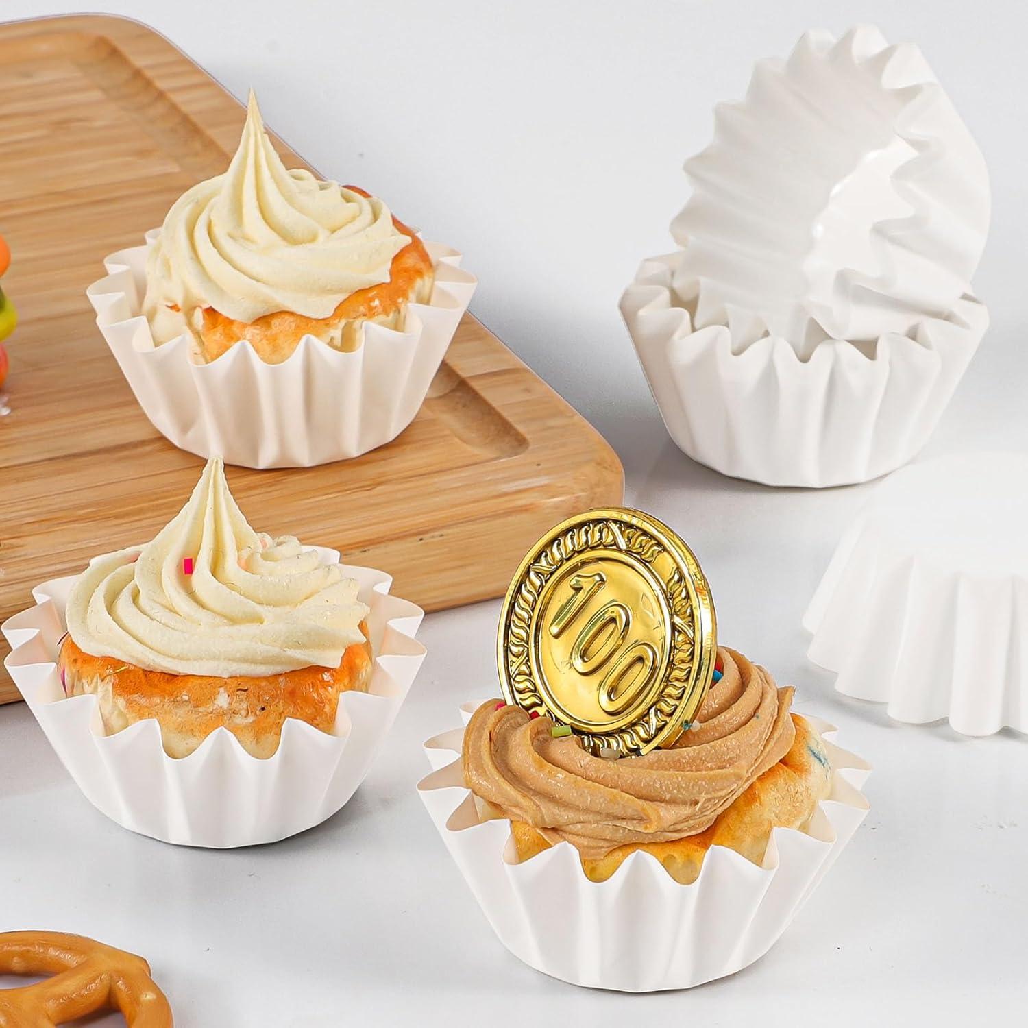 Forros de Mini Cupcake Caperci Blancos 200 Cuentas Resistentes