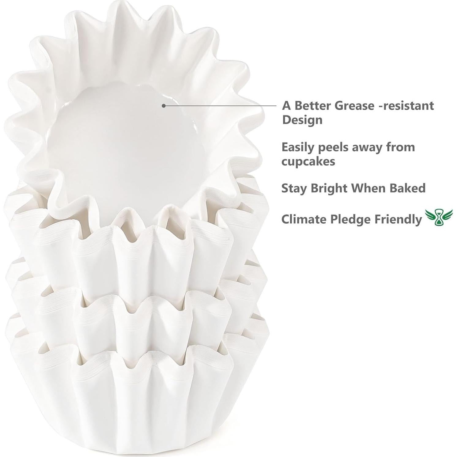 Forros de Mini Cupcake Caperci Blancos 200 Cuentas Resistentes