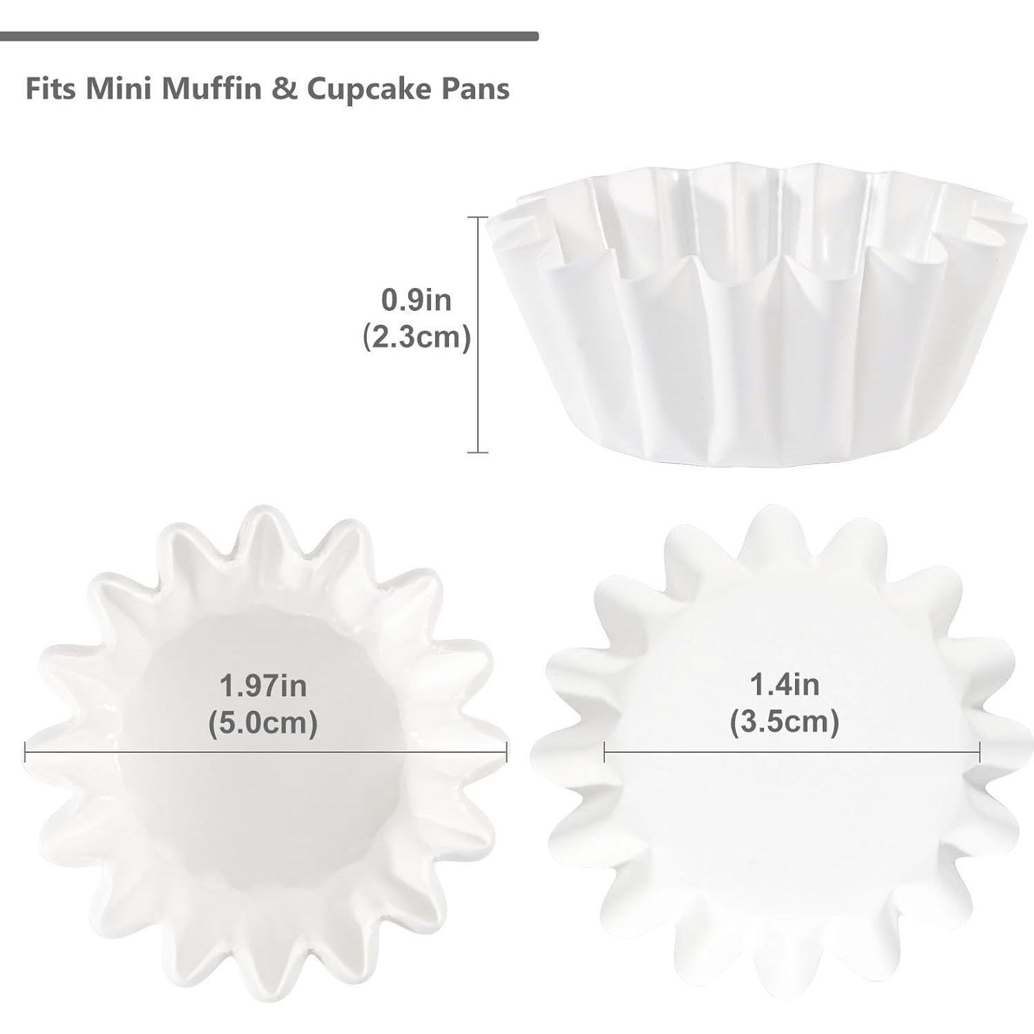 Forros de Mini Cupcake Caperci Blancos 200 Cuentas Resistentes