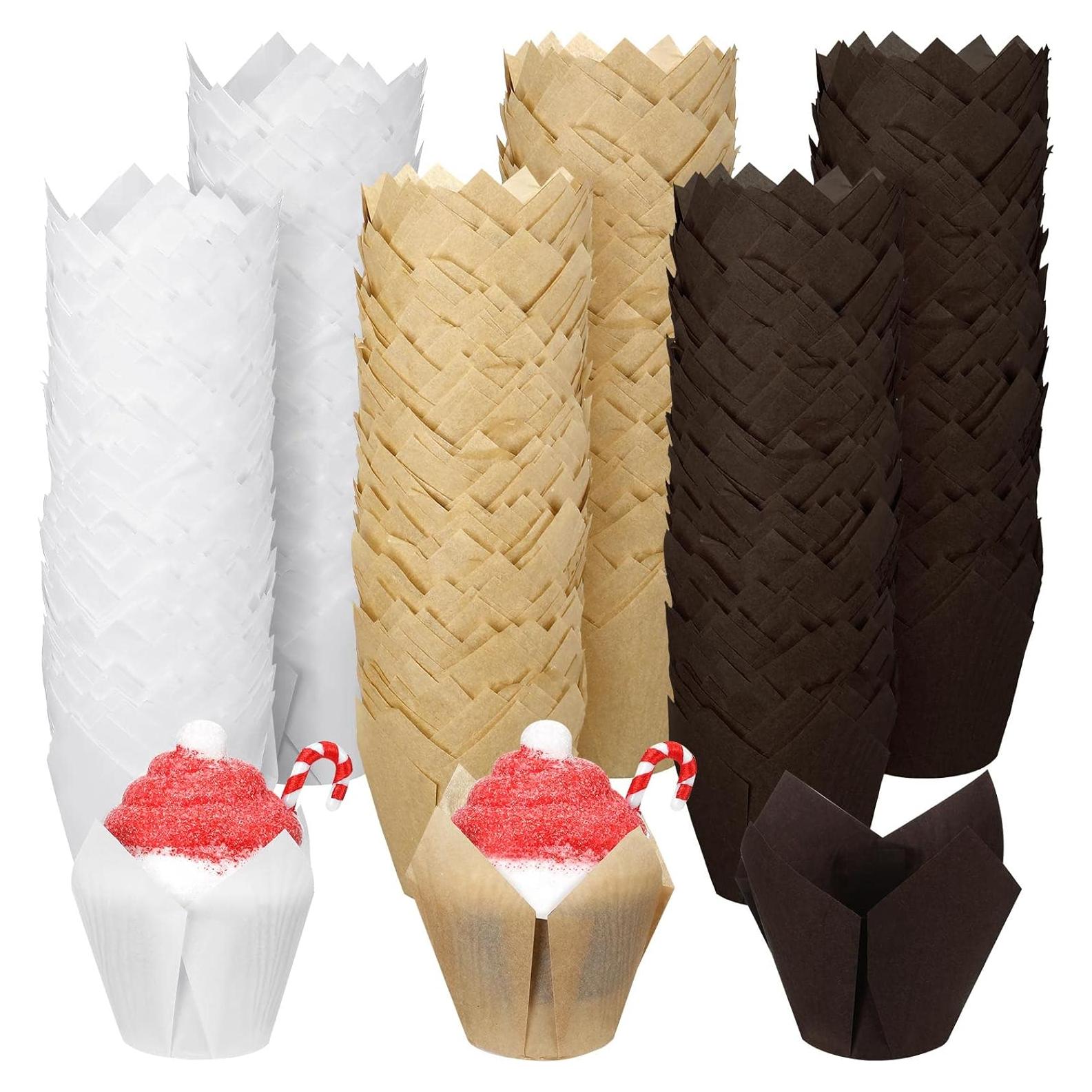 Forros para Cupcakes Funtery 600 Pcs Tulipán Papel Desechable